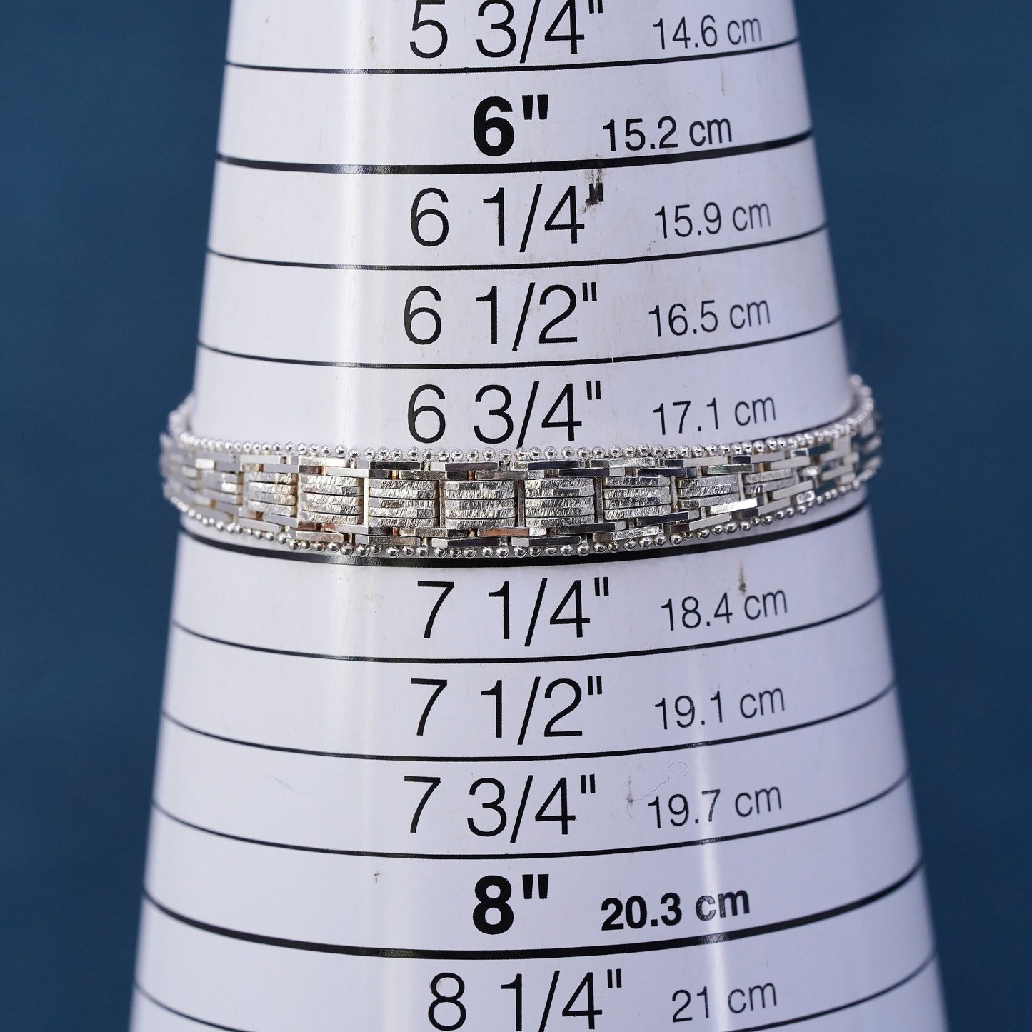 7”, 6mm, Vintage Italian sterling 925 silver chain, Italy Riccio bracelet