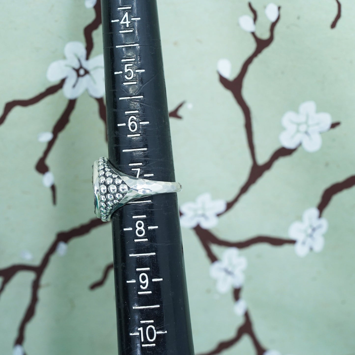 7, vintage Michael Dawkins Sterling 925 silver handmade ring golden druzy stone