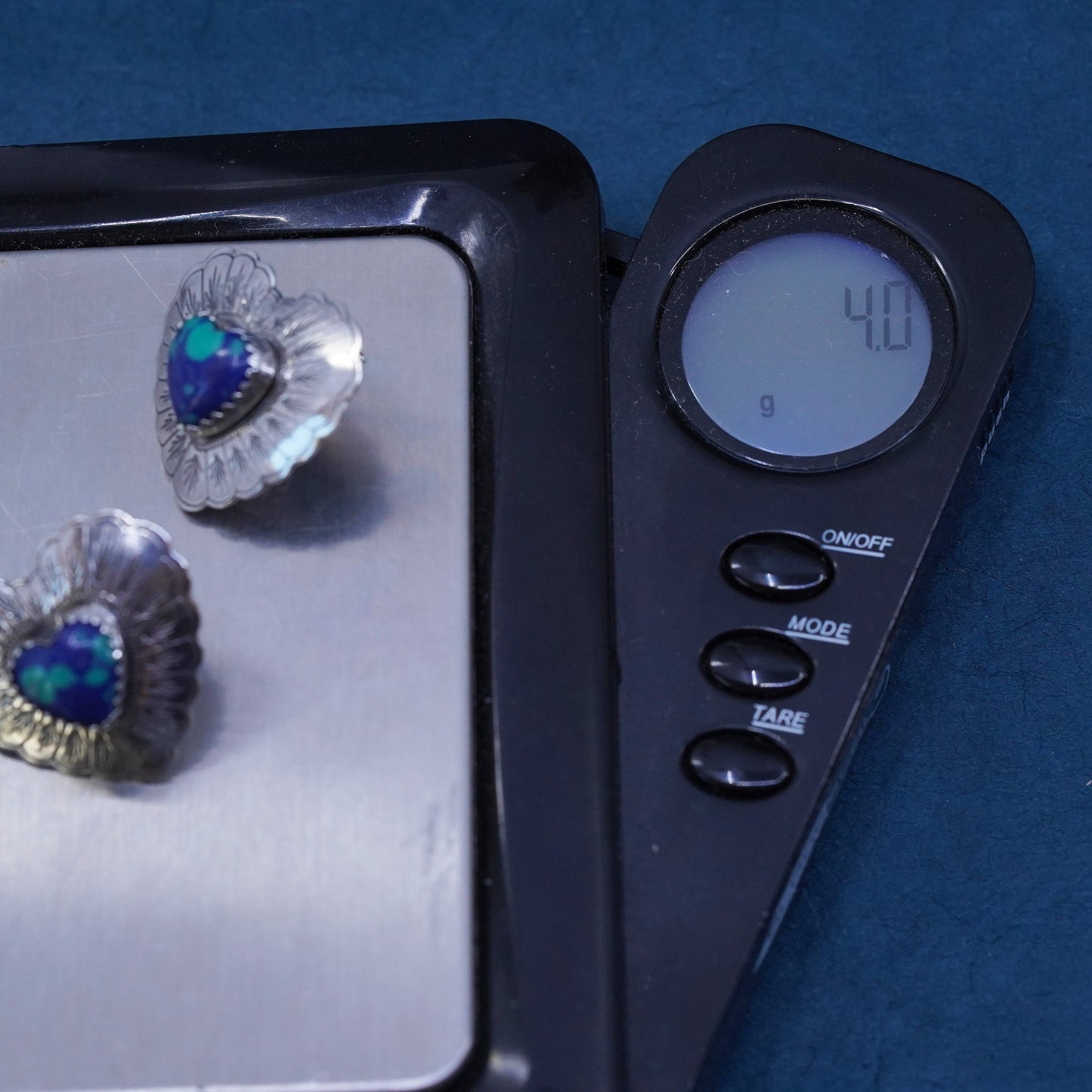 QT Quoc Turquoise Inc Sterling 925 silver handmade heart earrings w/ turquoise