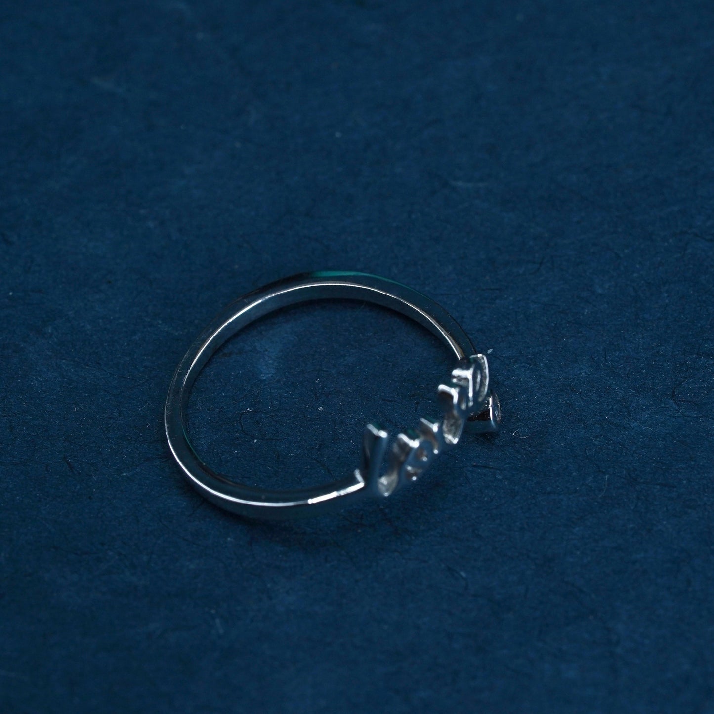 Size 6, vintage Sterling silver handmade ring, 925 band with “love” and cz