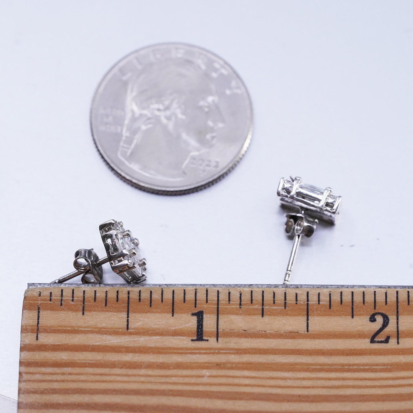 Vintage Sterling 925 silver earrings, studs with cluster Cz
