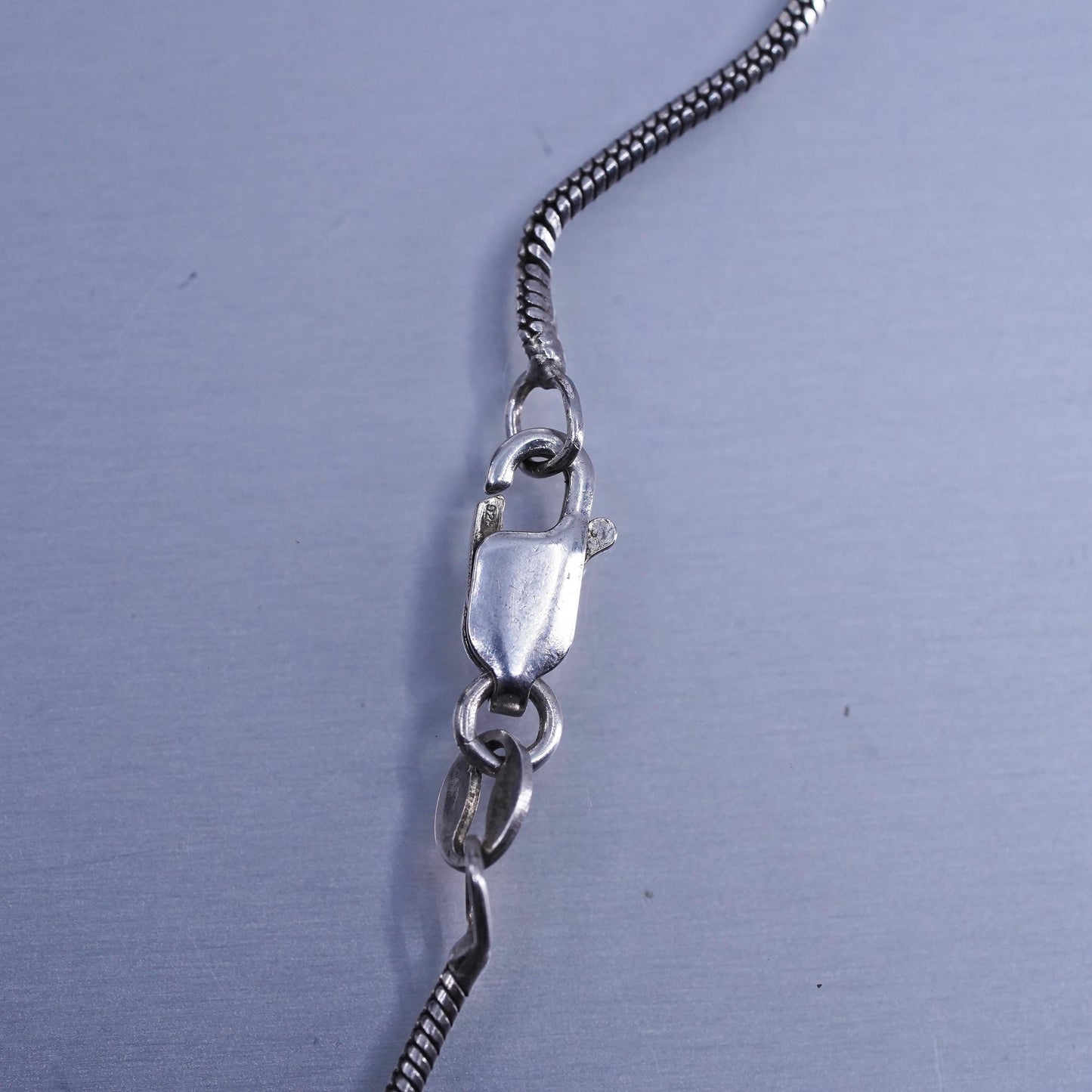 18” 1mm, vintage Sterling 925 silver snake chain necklace