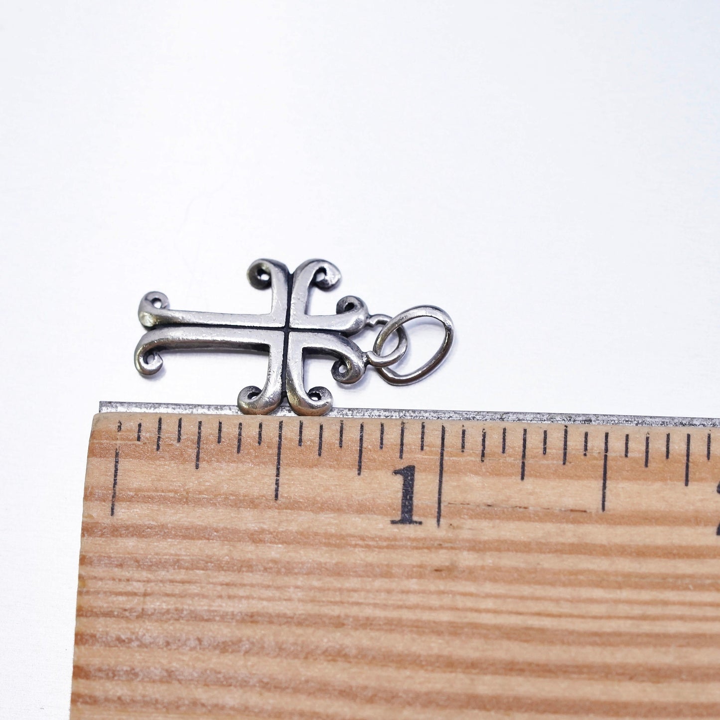 Vintage sterling 925 silver handmade cross charm pendant
