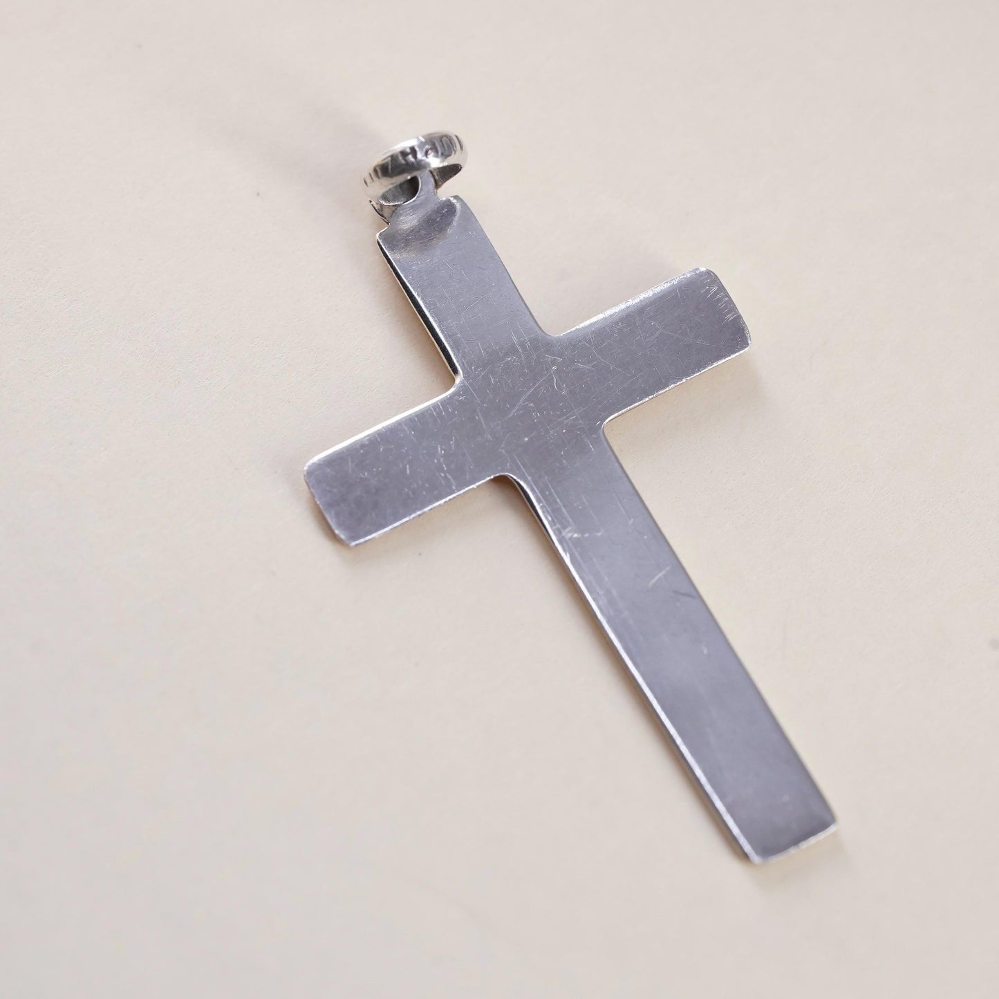 Vintage southwestern sterling 925 silver handmade textured Cross Pendant