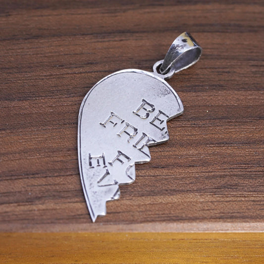 VTG Sterling silver charm, 925 left half heart tag, Best Friend Forever pendant