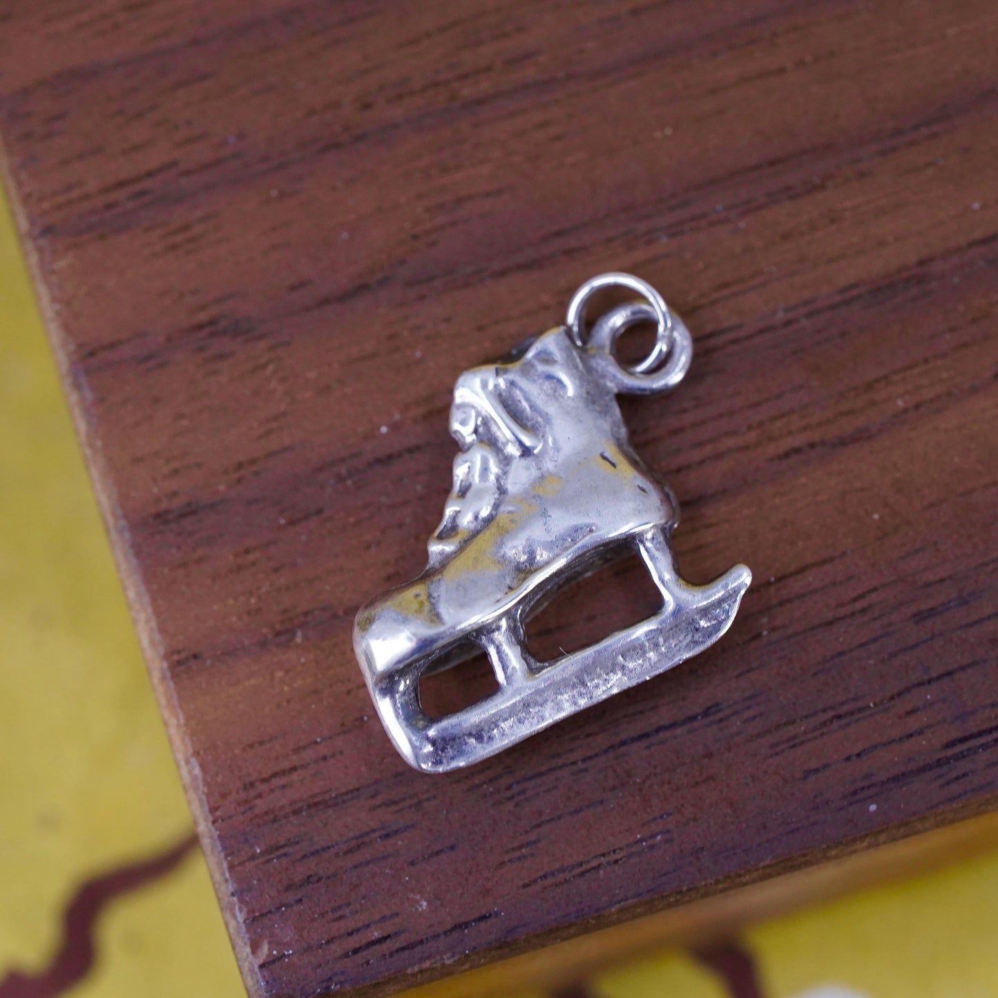 Vintage Sterling silver handmade pendant, 925 ice skate shoe charm