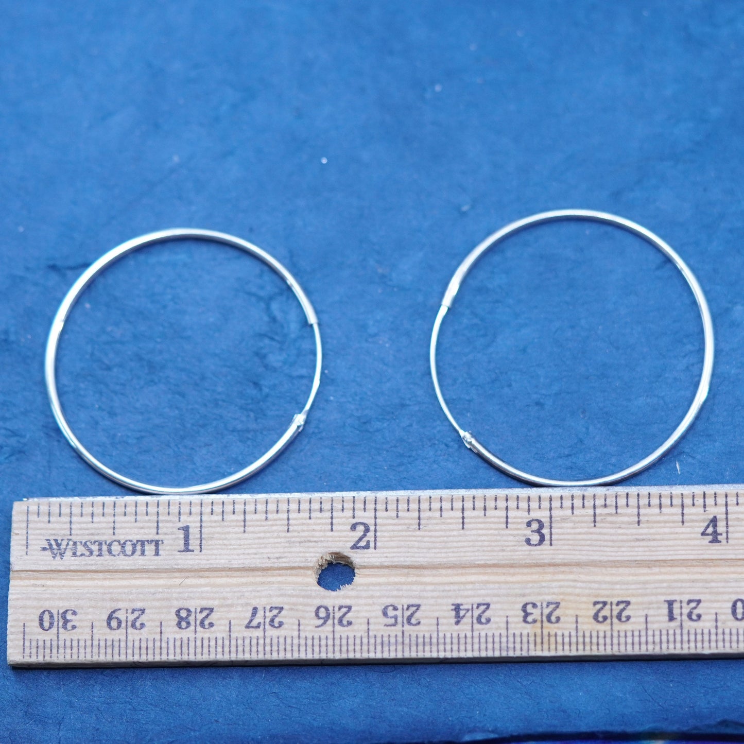 1.5”, vintage Sterling silver handmade hoop earrings, 925 huggie