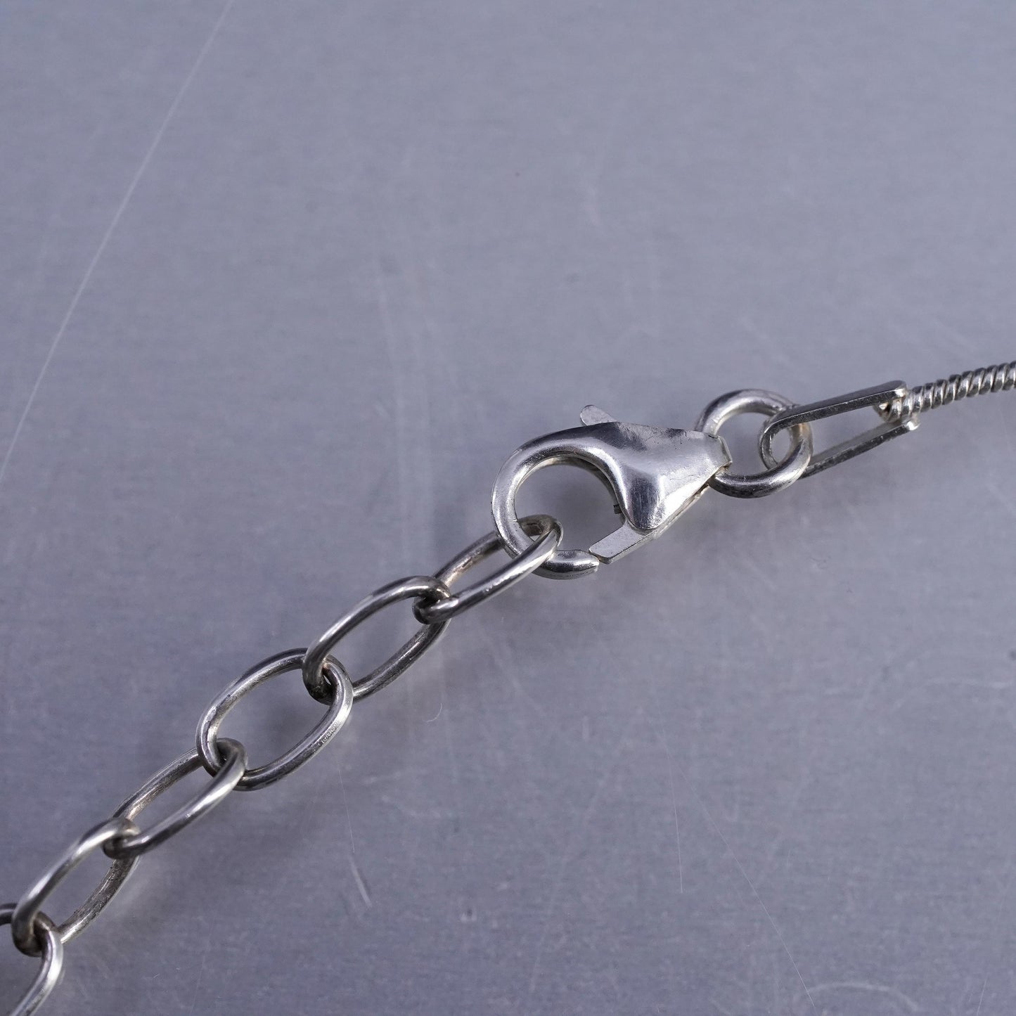 16+3" 1mm, vintage Sterling 925 silver snake chain necklace