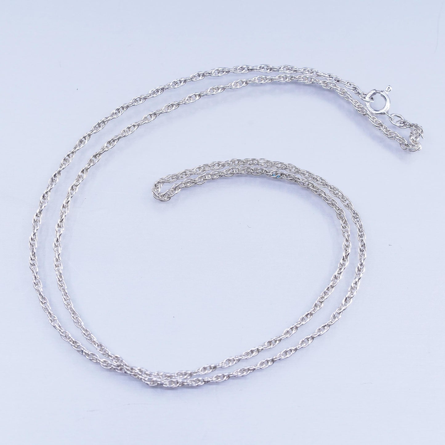 20” 2mm, vintage Italy Sterling 925 silver Singapore rope chain necklace