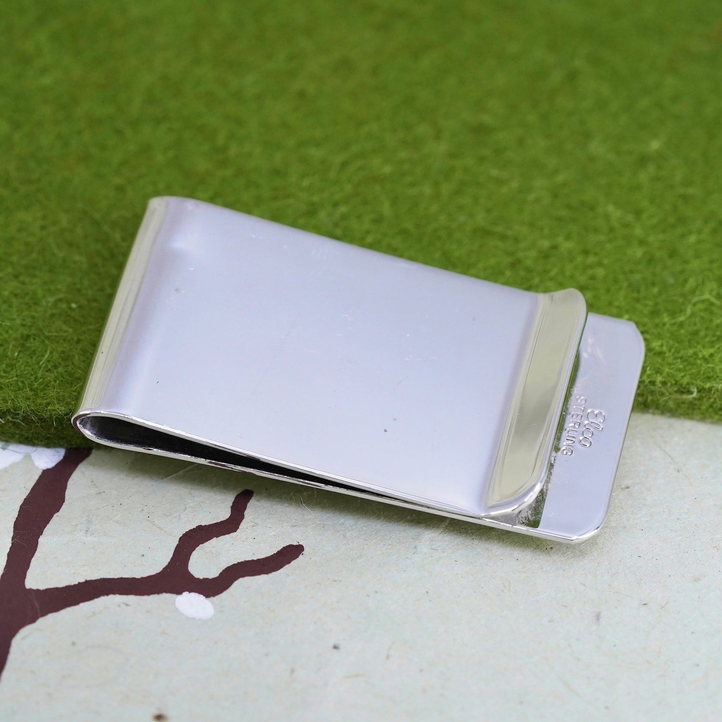 Elco sterling silver handmade money clip, 925 money clip with monogram “JWY”