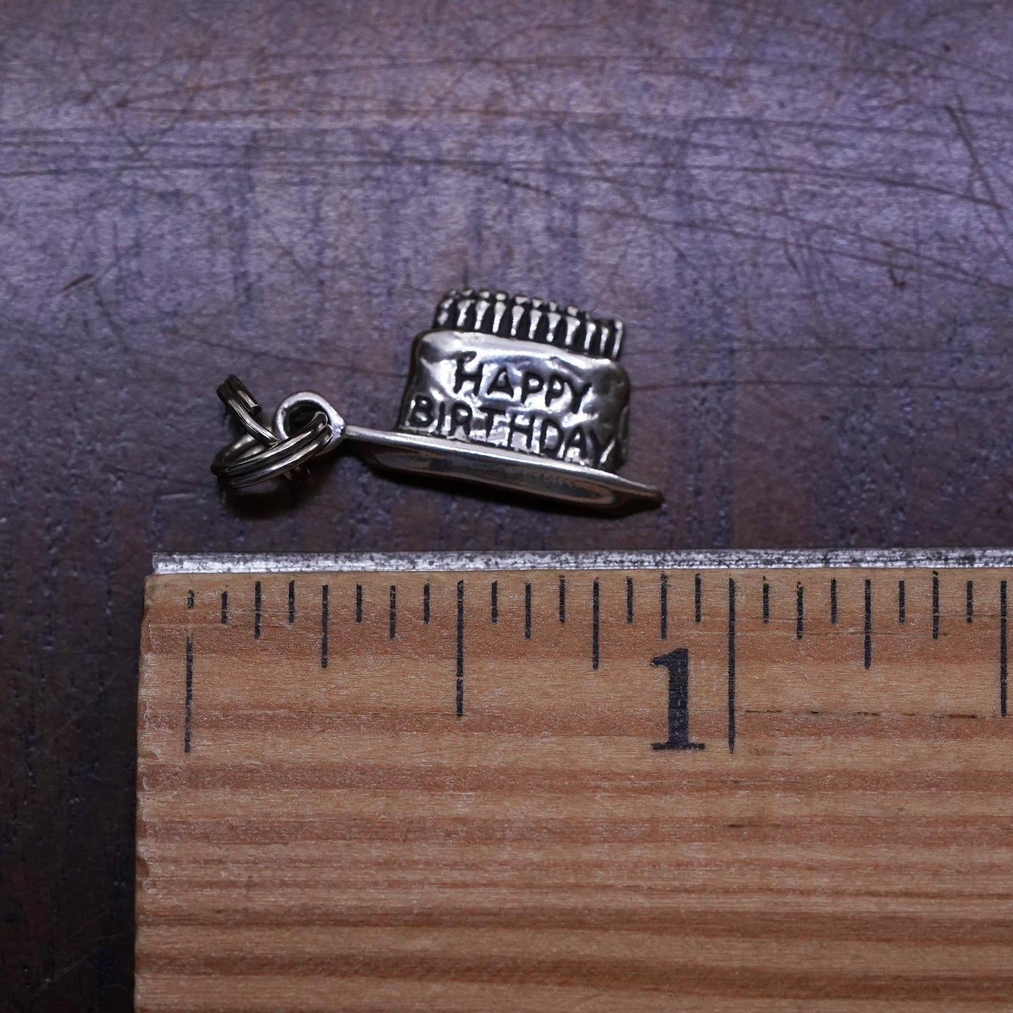 Vintage Sterling silver handmade pendant, 925 cake charm “happy birthday