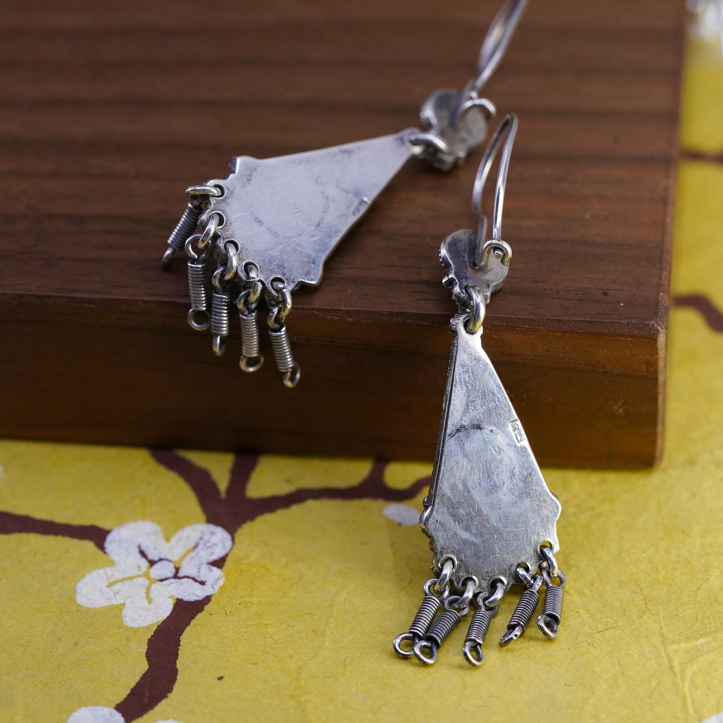 southwestern Sterling 925 Silver wired Earrings amethyst. Ethnic Tribal Jewelry