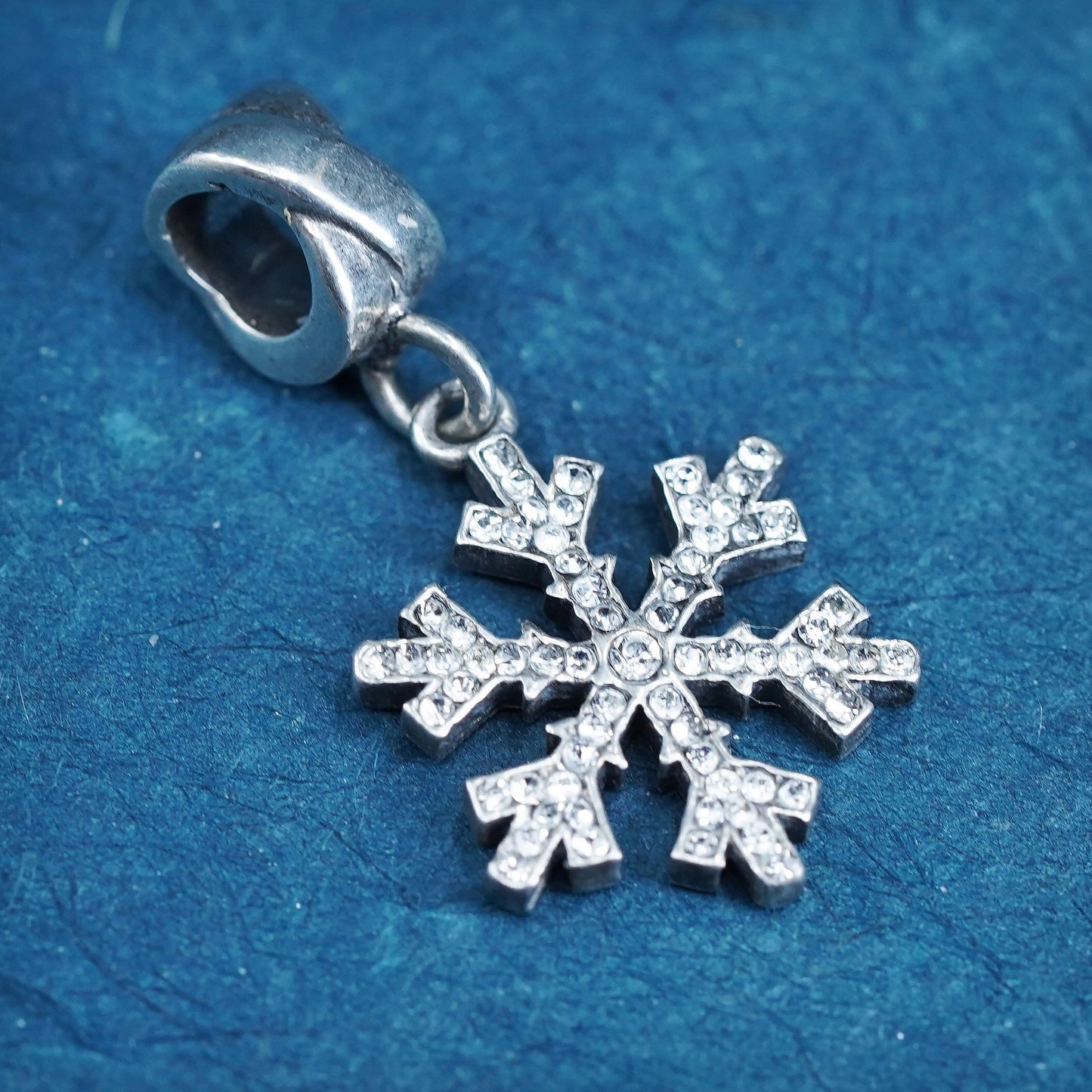 Vintage sterling silver handmade pendant, 925 snowflake charm