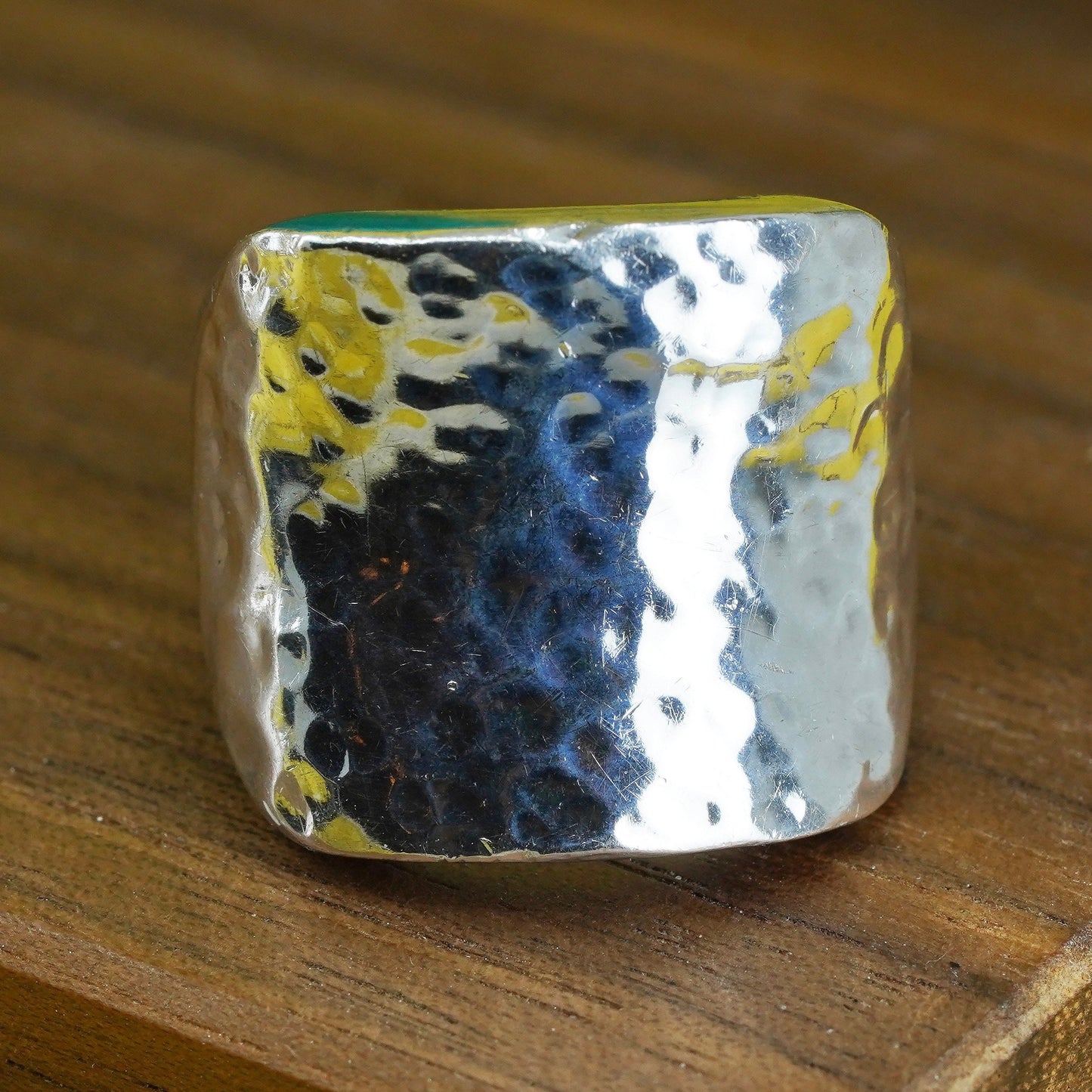 Size 5.25, vintage Sterling silver handmade ring, hammered 925 wide band