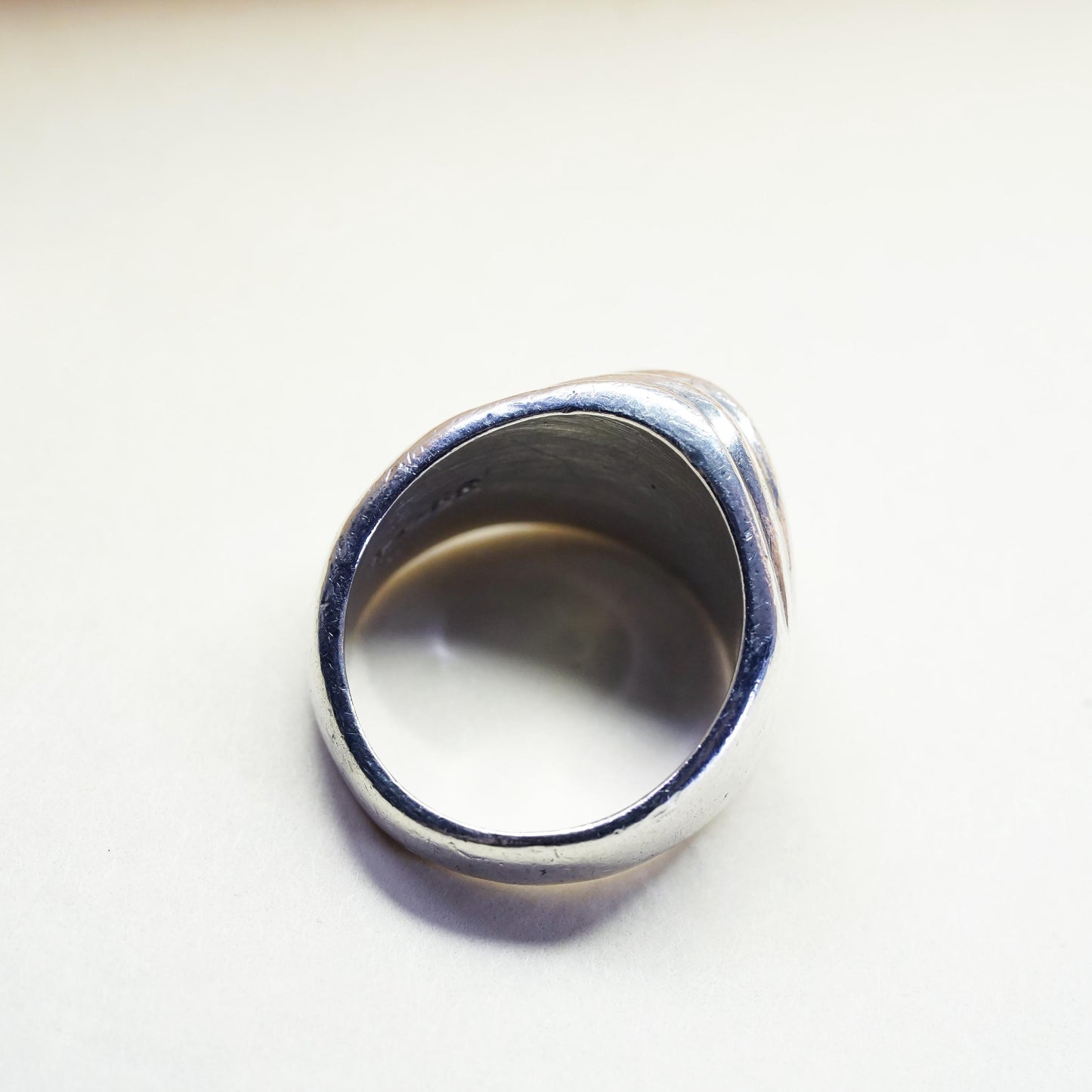 Size 6, vintage sterling silver ribbed ring, southwestern 925 band, modernist