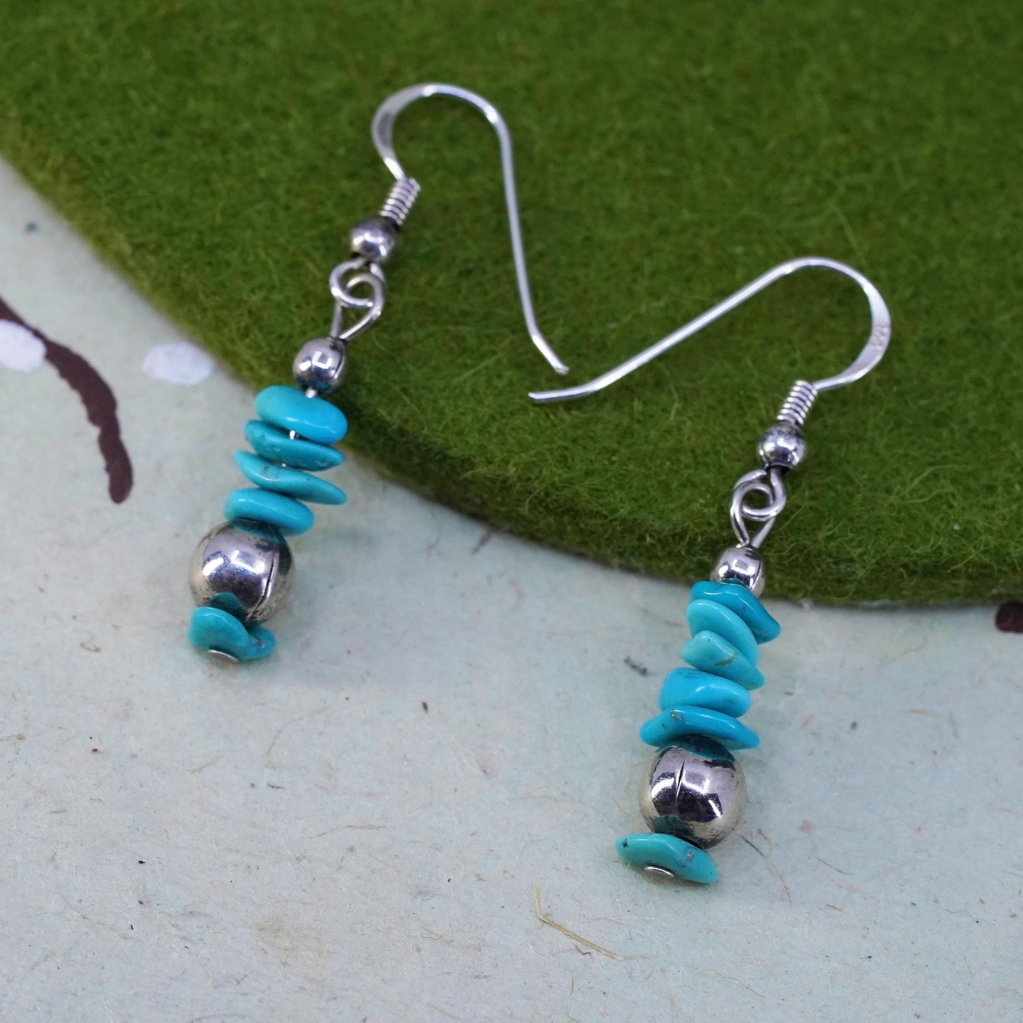 Southwestern sterling silver 925 handmade earrings with turquoise beads