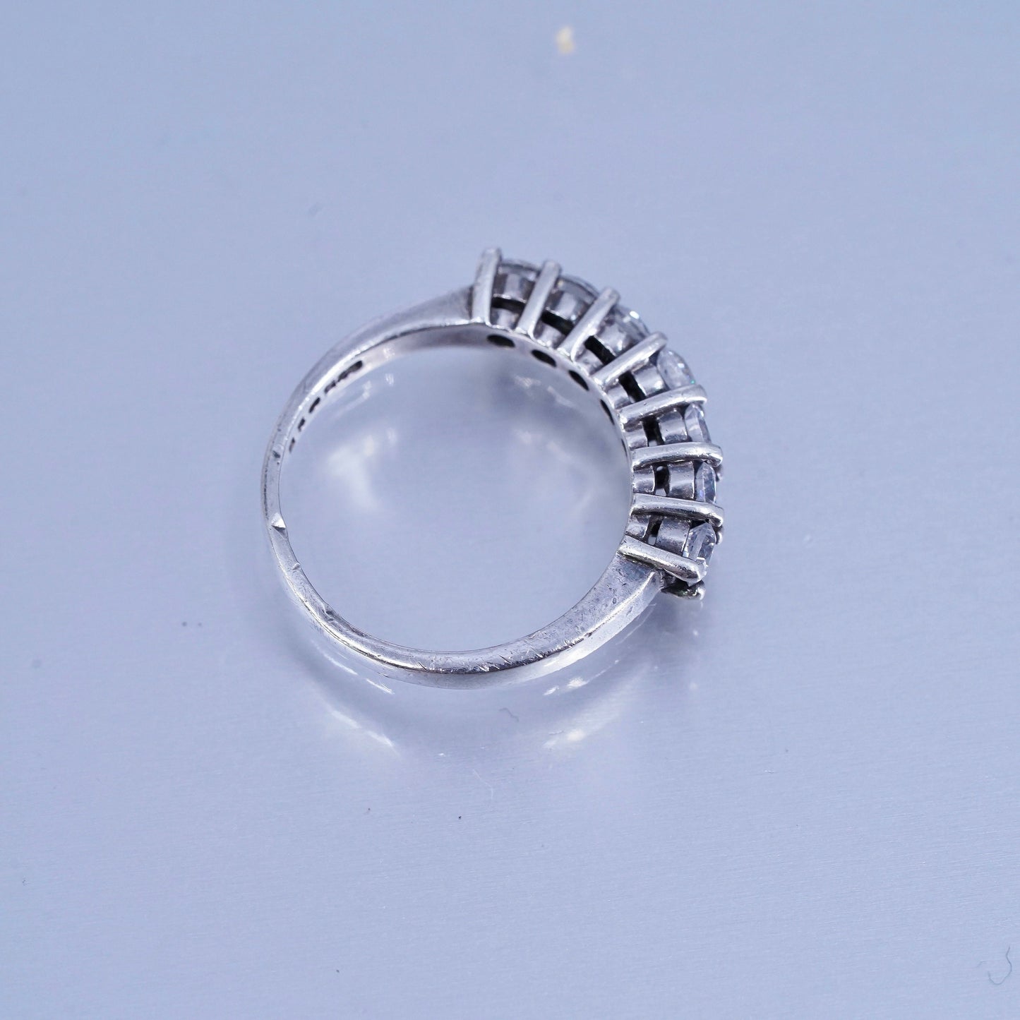 Size 5, vintage southwestern Sterling 925 silver wedding ring, Cz band