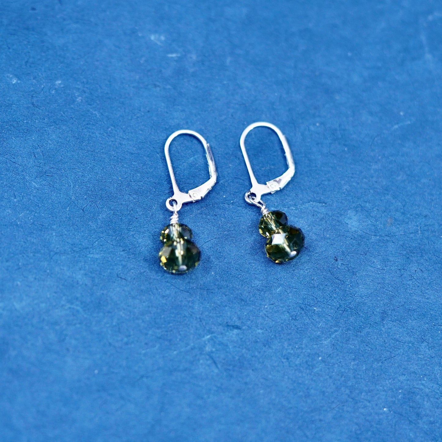 Vintage sterling silver earrings, 925 silver with crystal dangles