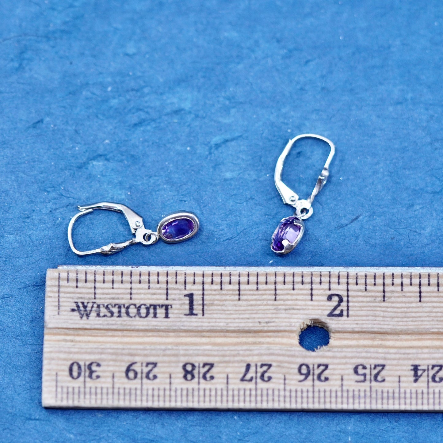 Vintage sterling 925 silver handmade earrings with amethyst