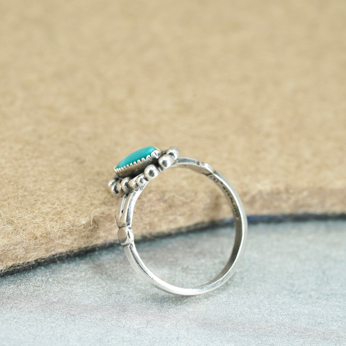 Size 5.5, Native American navajo Bell trading Sterling 925 silver ring turquoise