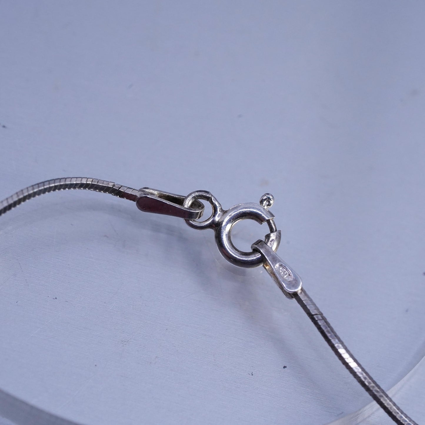 16” 1mm, vintage Sterling 925 silver square snake chain necklace