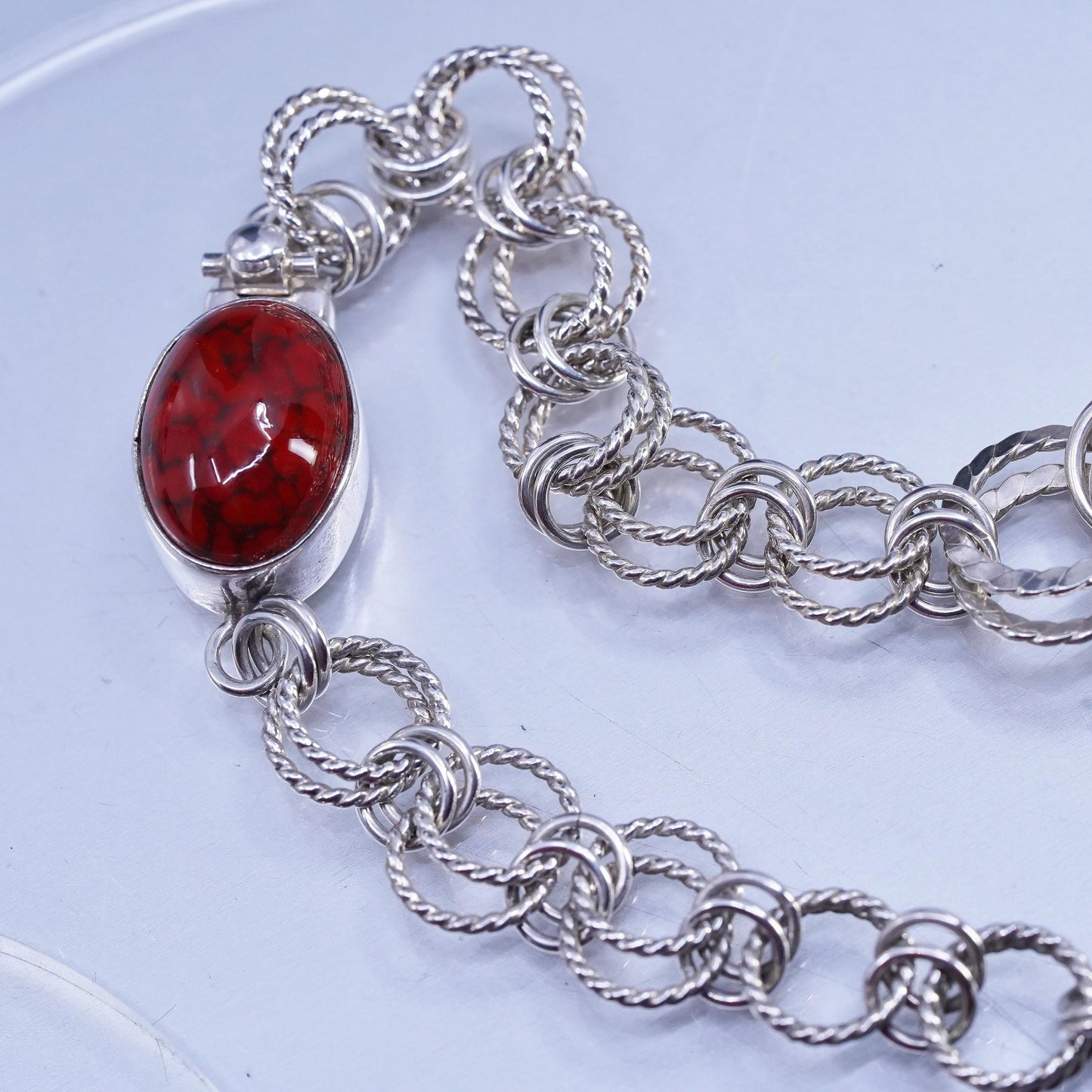 18" Sojourner Jewelry, Sterling 925 silver bold textured choker collar necklace