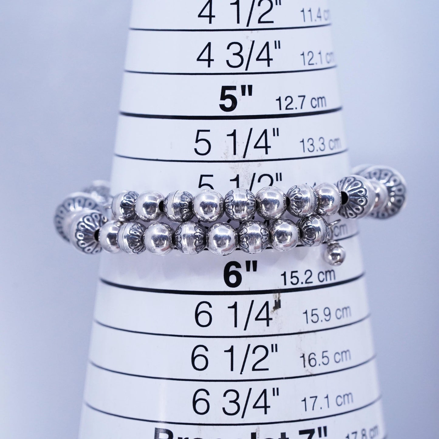 5.5”, Carolyn Pollack Relios Sterling Silver 925 Desert Pearl bead Bracelet