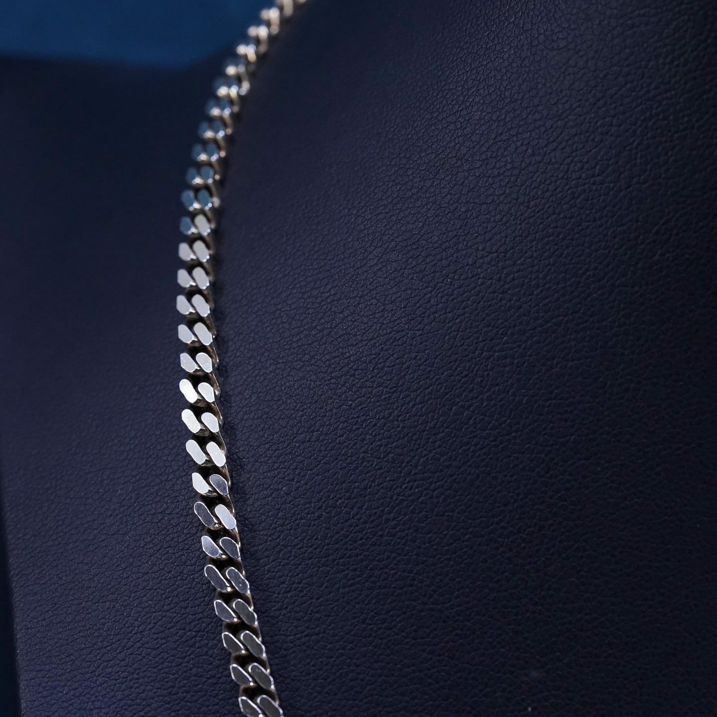 18” vintage Italian vermeil gold over silver handmade necklace, 925 curb chain