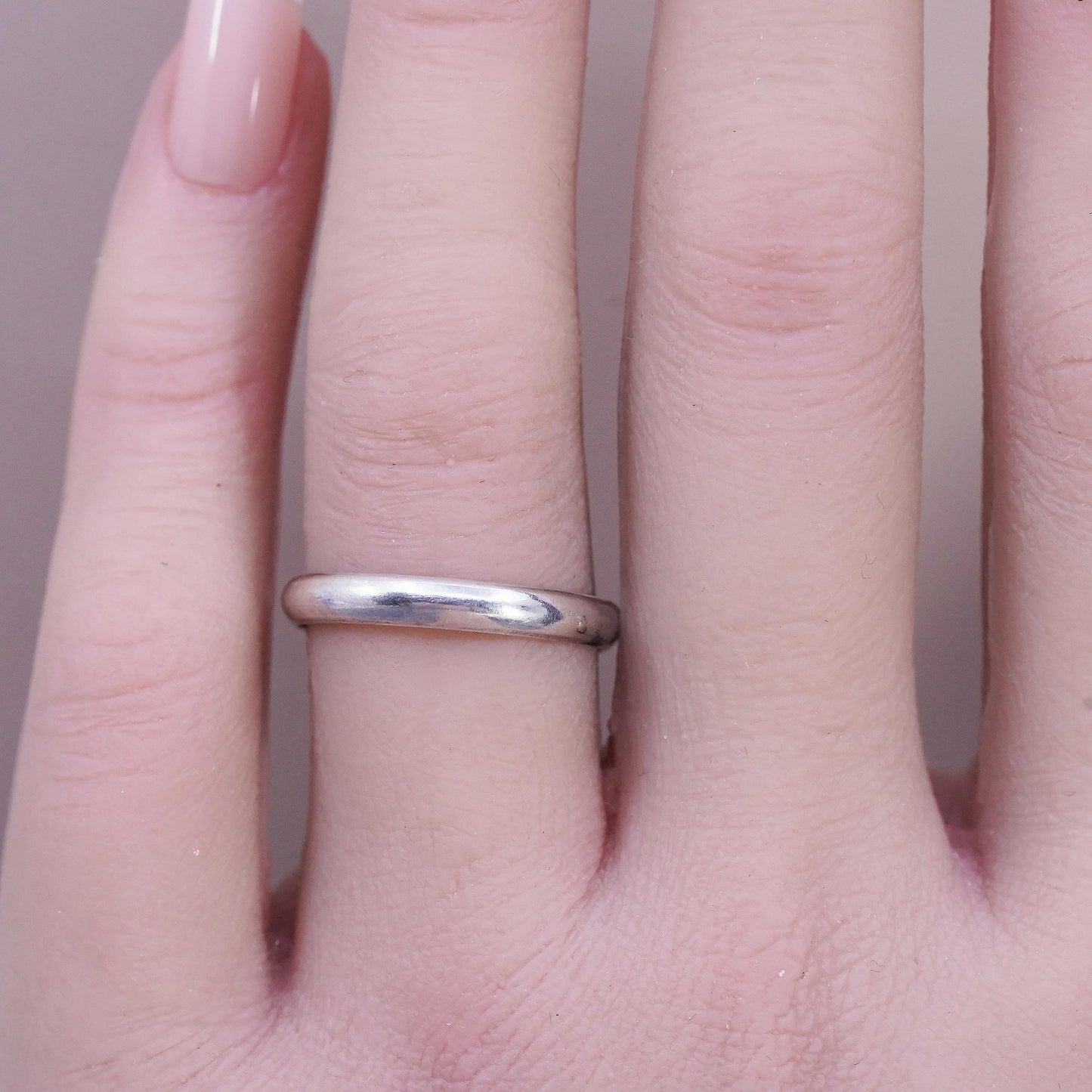 Size 6, vintage Sterling silver handmade ring, 925 wedding band