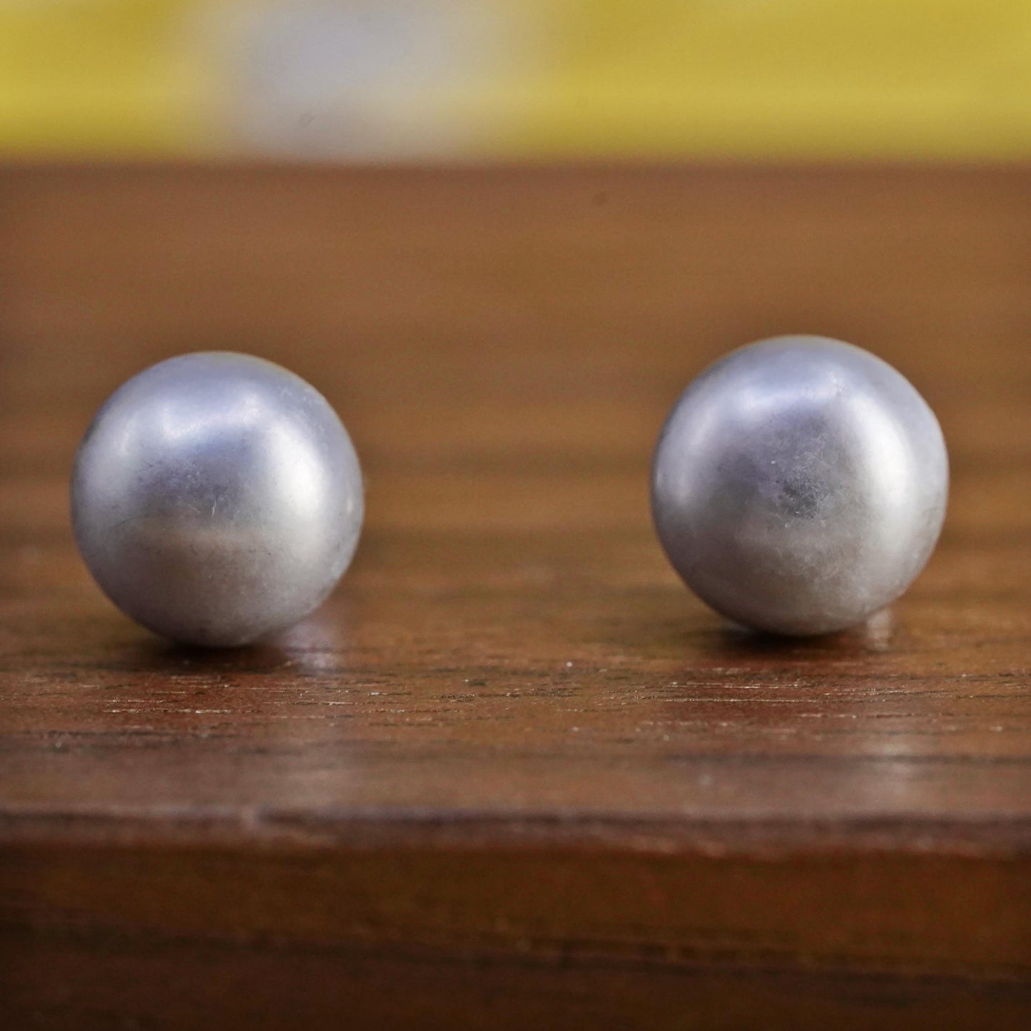 8mm, Vintage 925 Sterling silver handmade studs earrings gray pearl