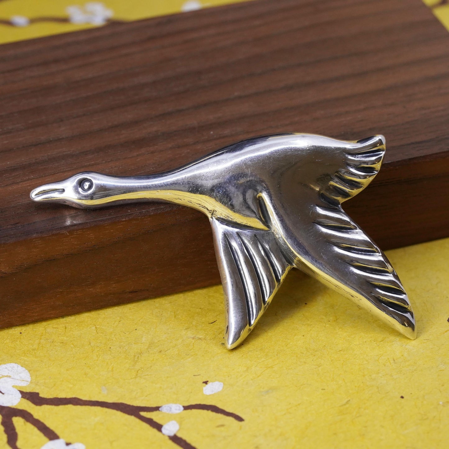 Vintage southwestern Mexican handmade sterling 925 silver bird Geese brooch pin