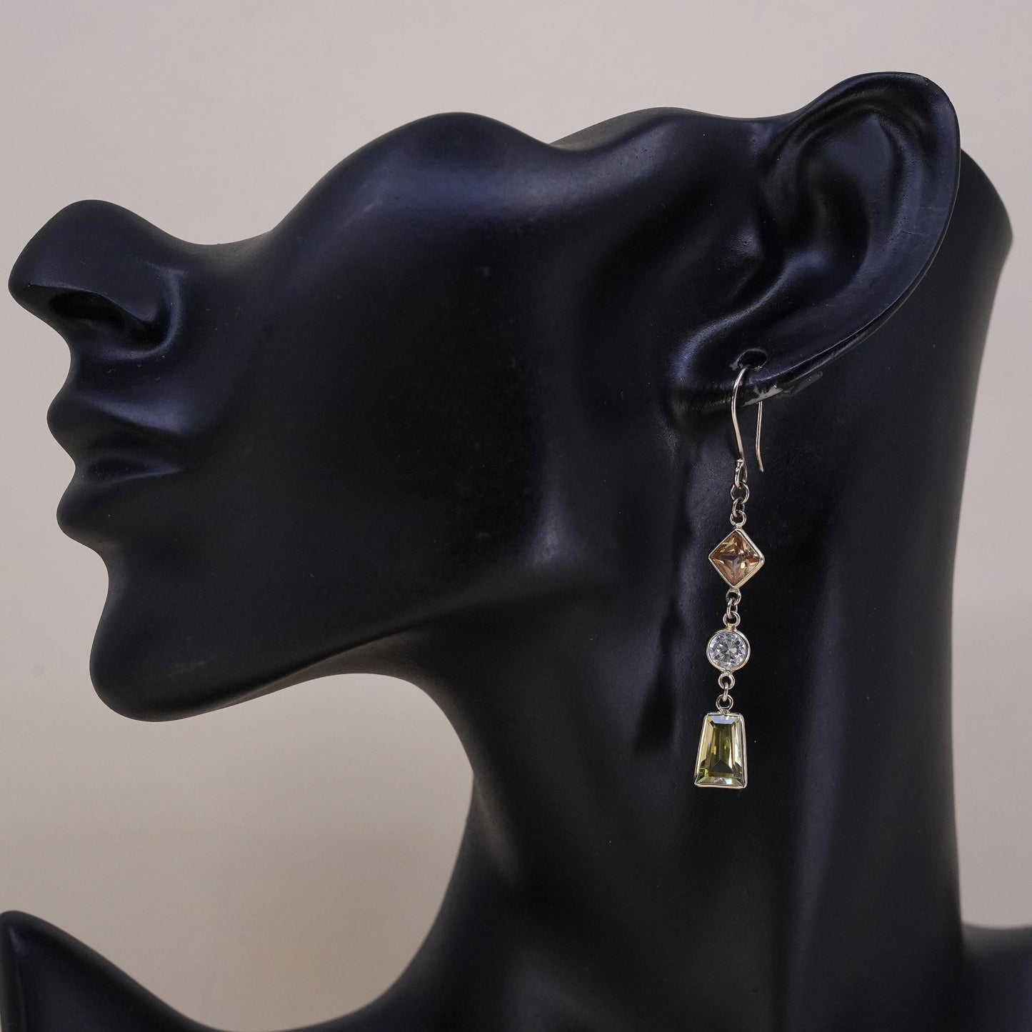vintage vermeil gold over sterling silver 925 handmade single crystal earring
