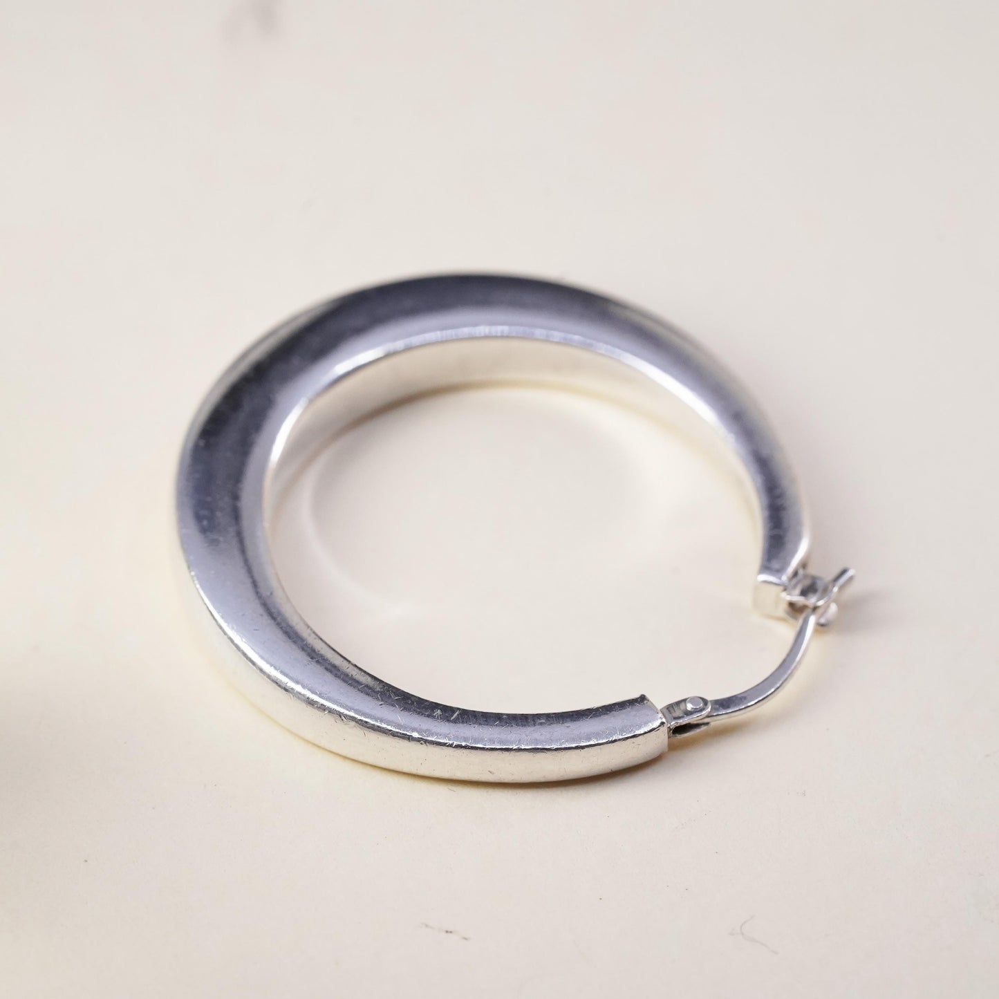 1.25", Vintage Italian Milor sterling silver 950 single 1 earring, square hoop
