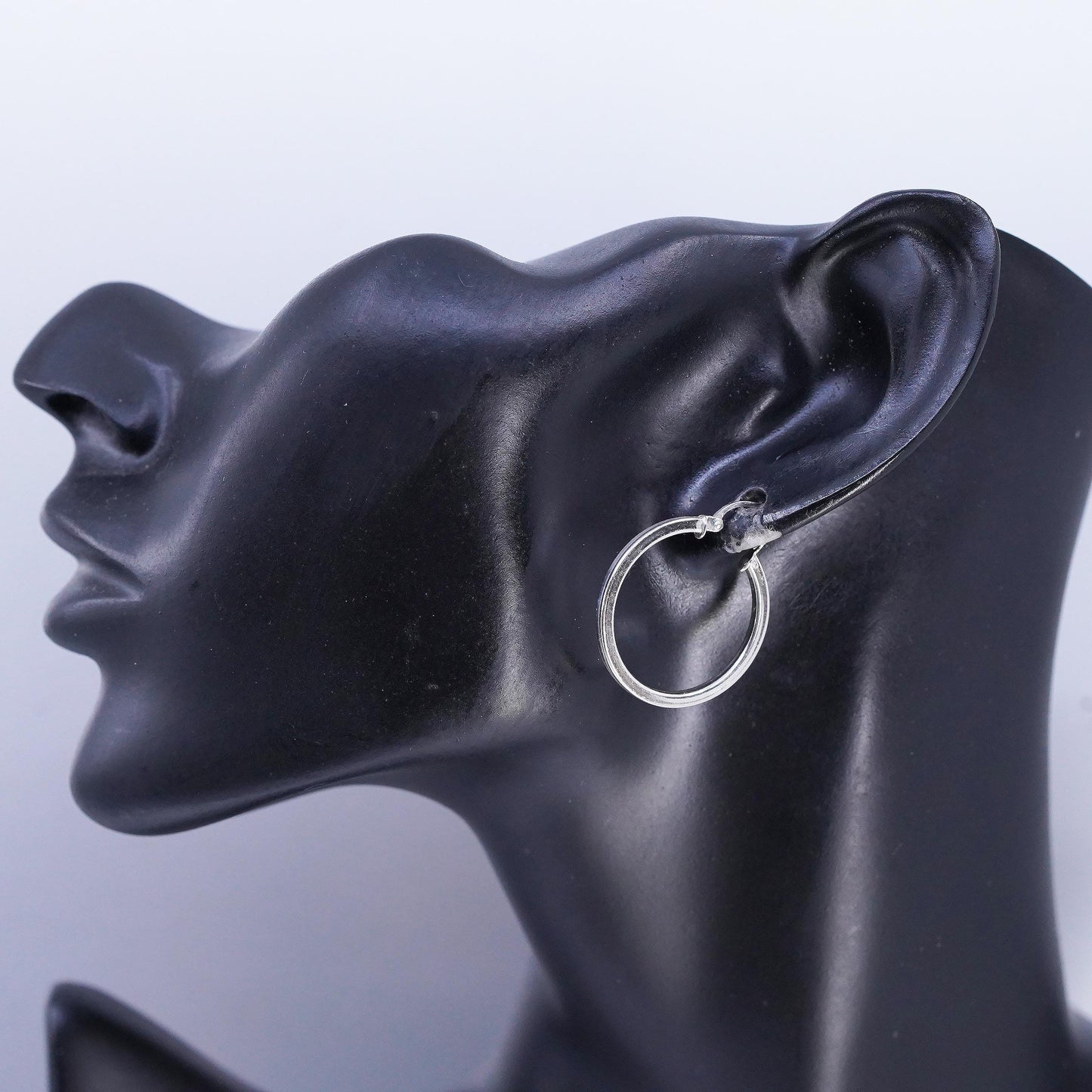 1" Vintage sterling silver 925 ribbed Huggie earrings Hoops