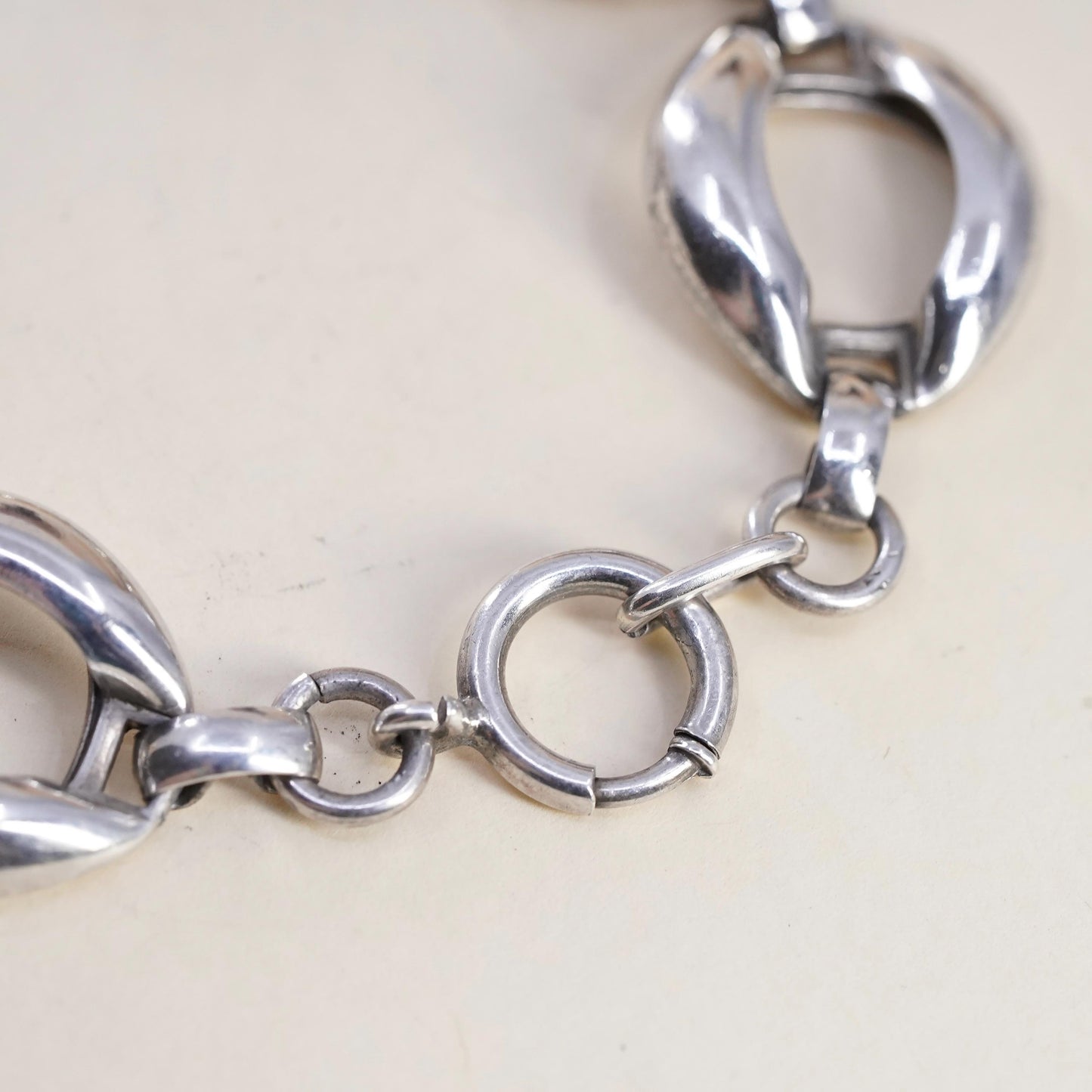7" 19mm, Vintage sterling silver bracelet, huge 925 puffy curb chain