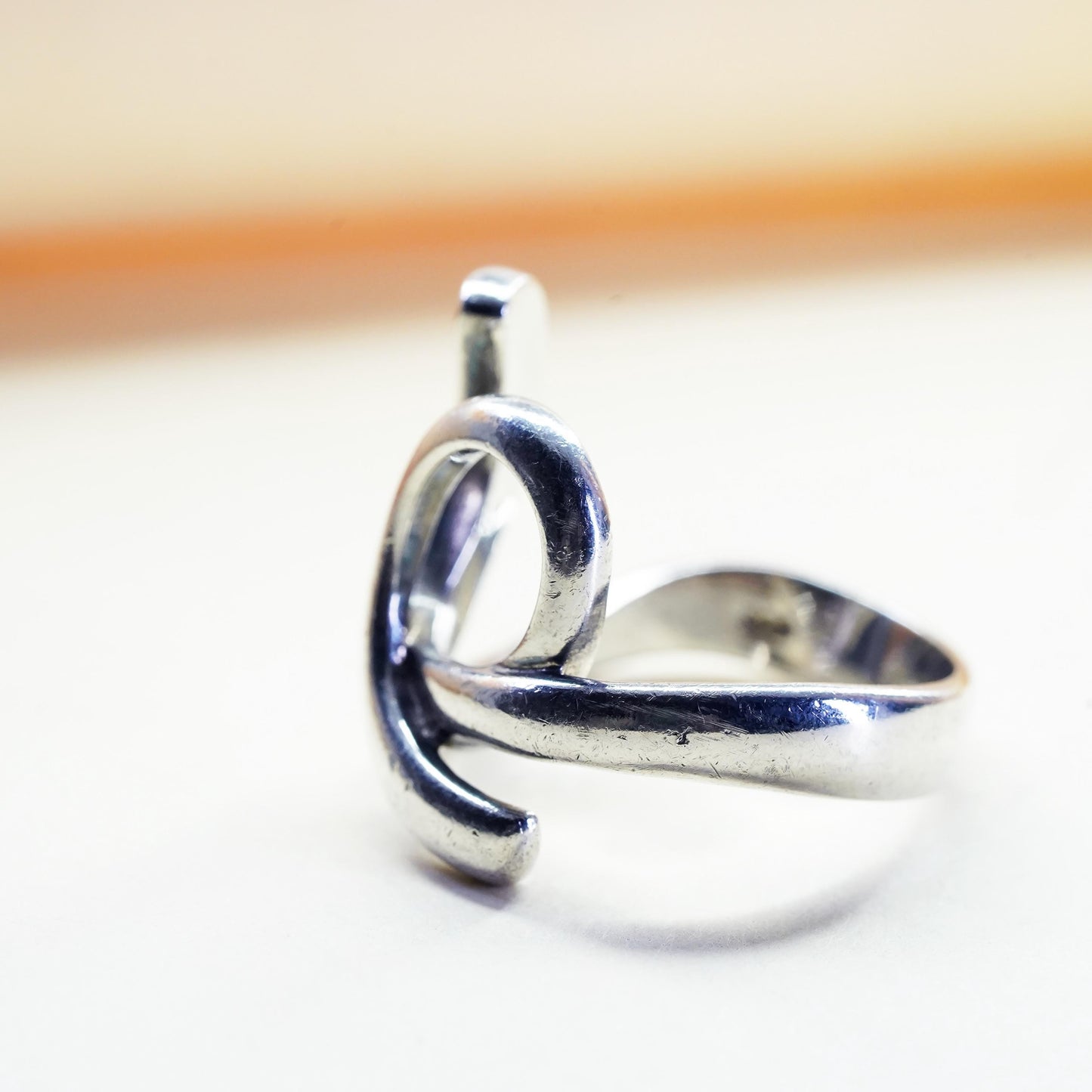 Size 8.5, Vintage sterling silver handmade spiral ring, 925 statement band