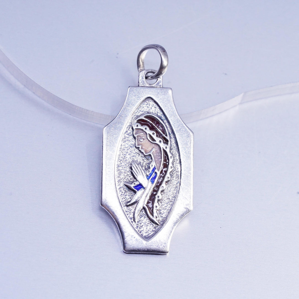 800 Sterling Silver Virgin Mary Pendant, Our Lady Madonna Religious Medal Charm