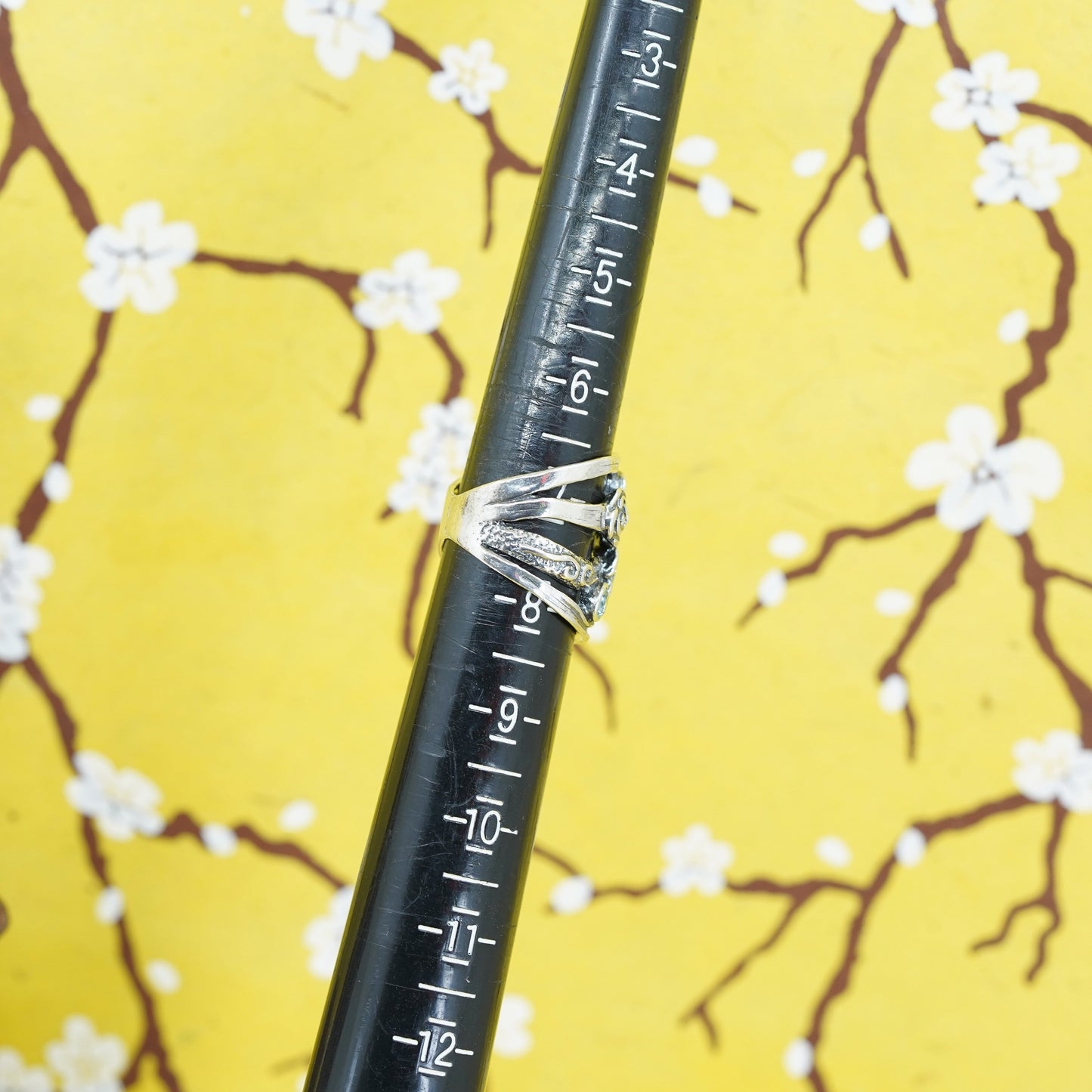 Size 7.25, Israel Shablool Didae sterling silver ring rose flower, 925 band