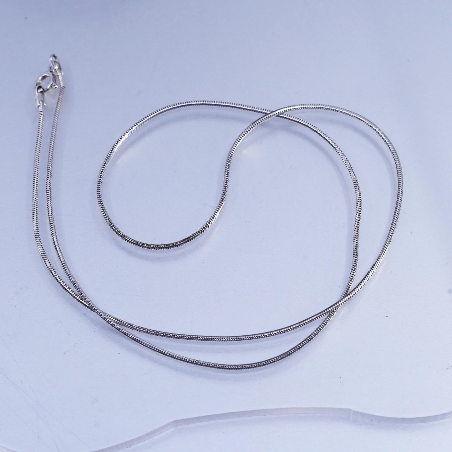 20” 1mm, vintage Italy Sterling 925 silver snake chain necklace