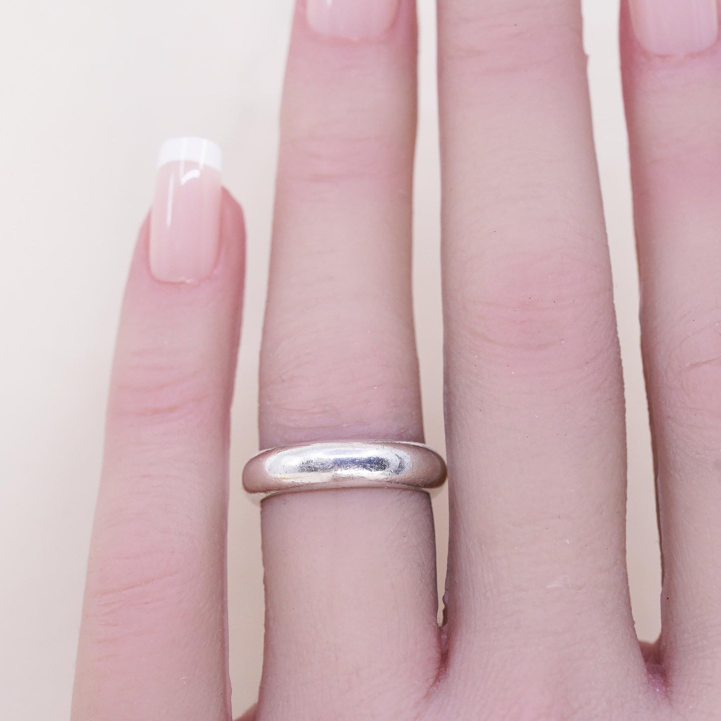 Size 6, Vintage sterling silver handmade ring, 925 silver band, wedding band