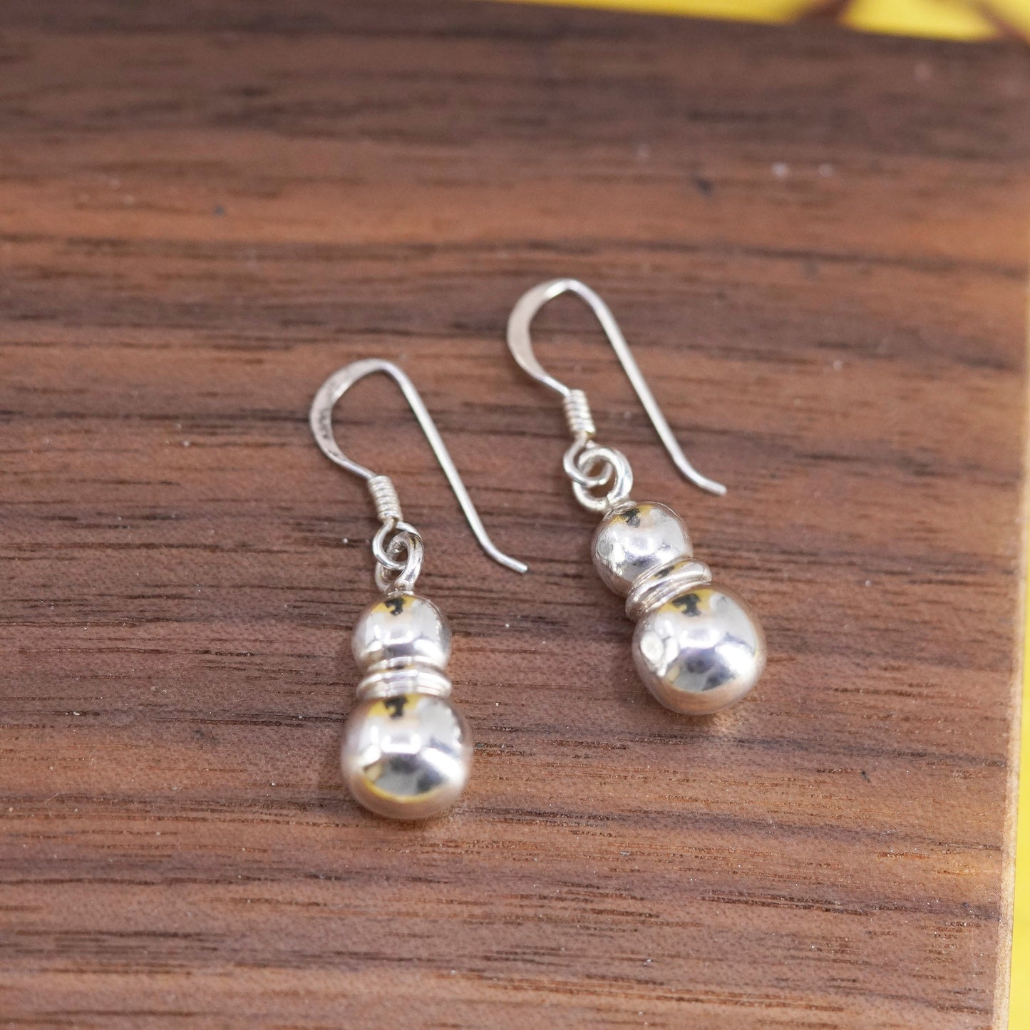 Vintage Sterling silver handmade earrings, 925 beads drops