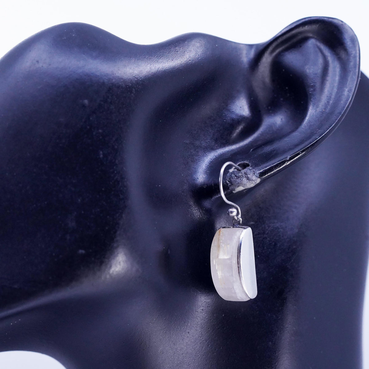 Vintage Modern Golden Rutilated Quartz Earrings, Sterling Silver 925 Dangles
