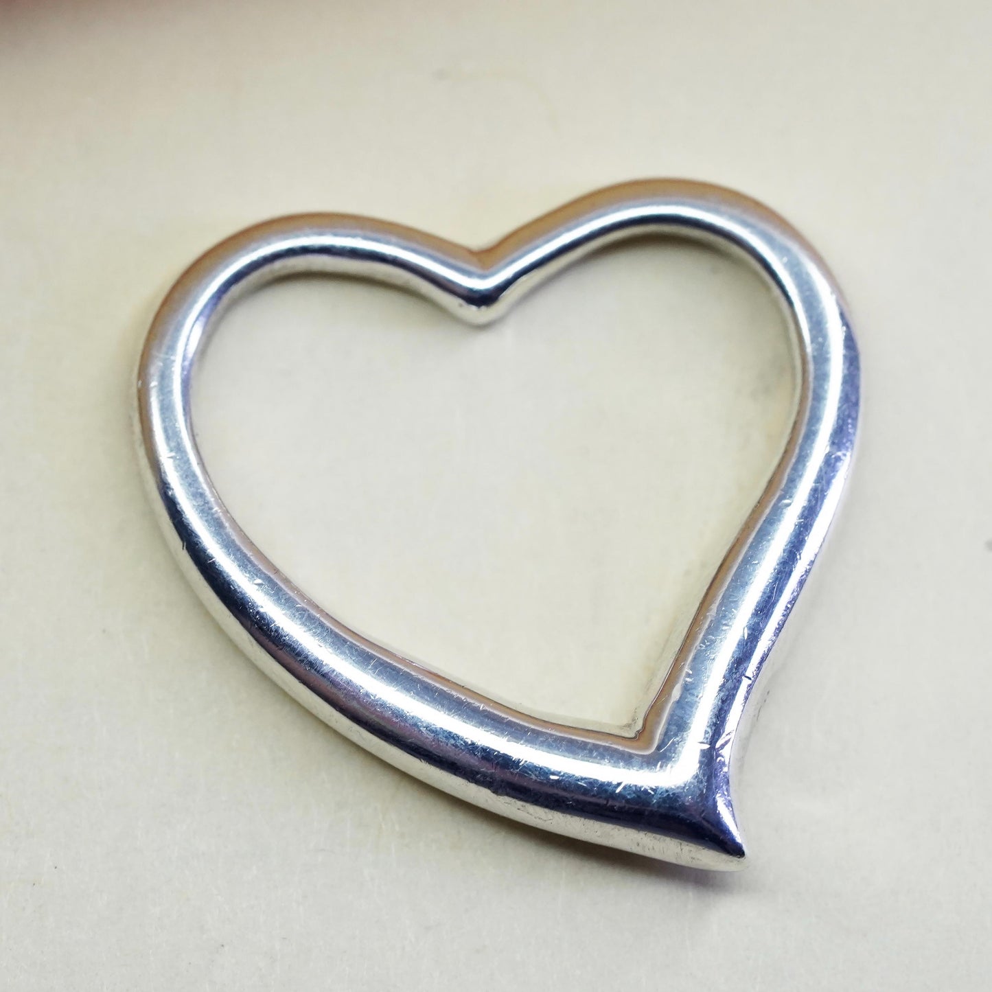 Vintage handmade sterling silver heart shaped pendant, 925 charm