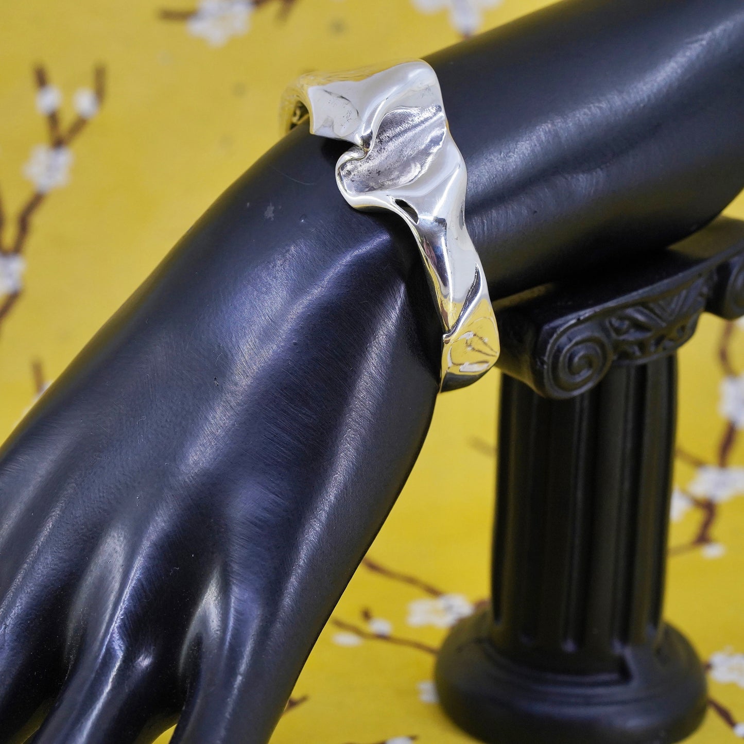 5.5", Southwestern sterling silver handmade bracelet, wrinkle 925 silver cuff