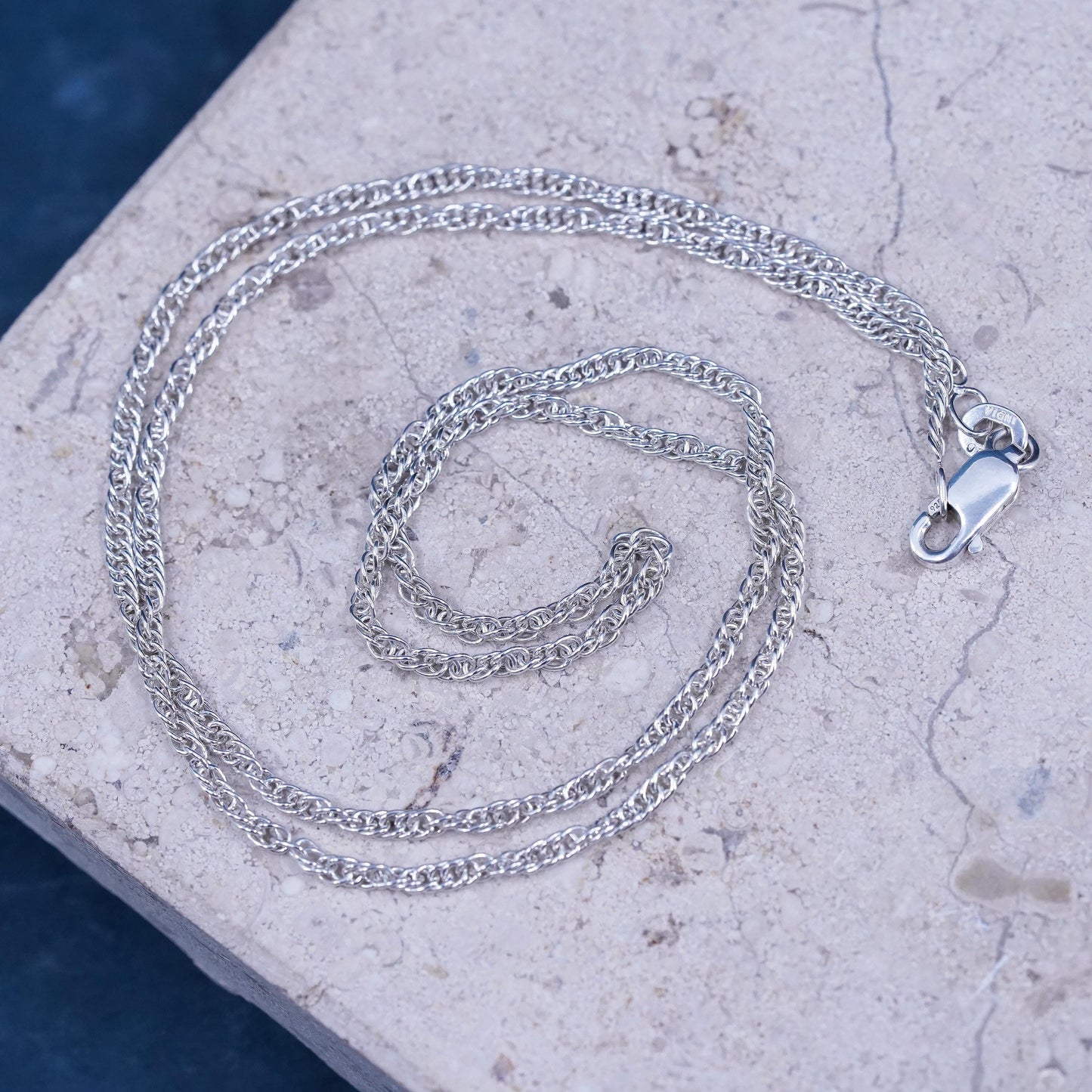 18" 3mm, vintage Sterling silver handmade necklace, 925 twisted curb chain