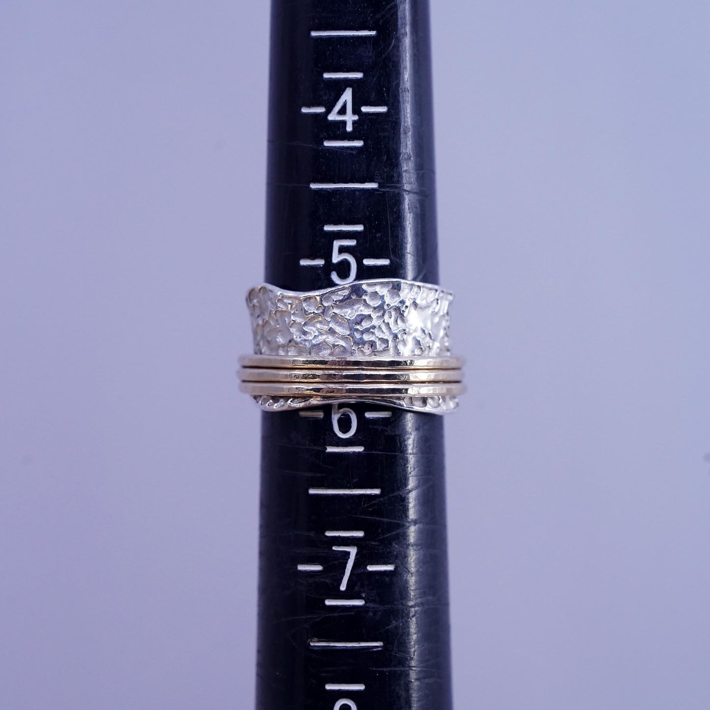 Size 5.5, Silpada two tone sterling silver band brass rings, 925 spinner ring