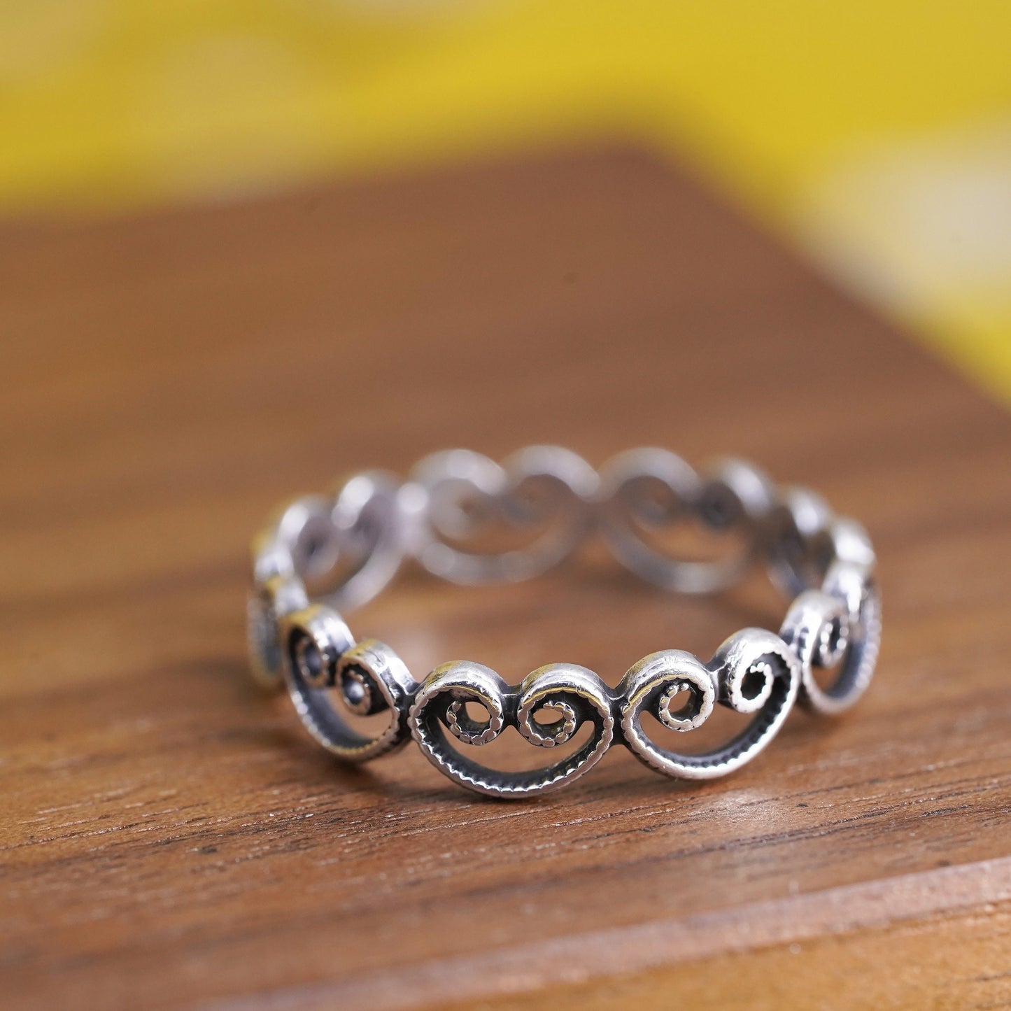 Size 7, vintage Sterling silver handmade ring, 925 filigree band