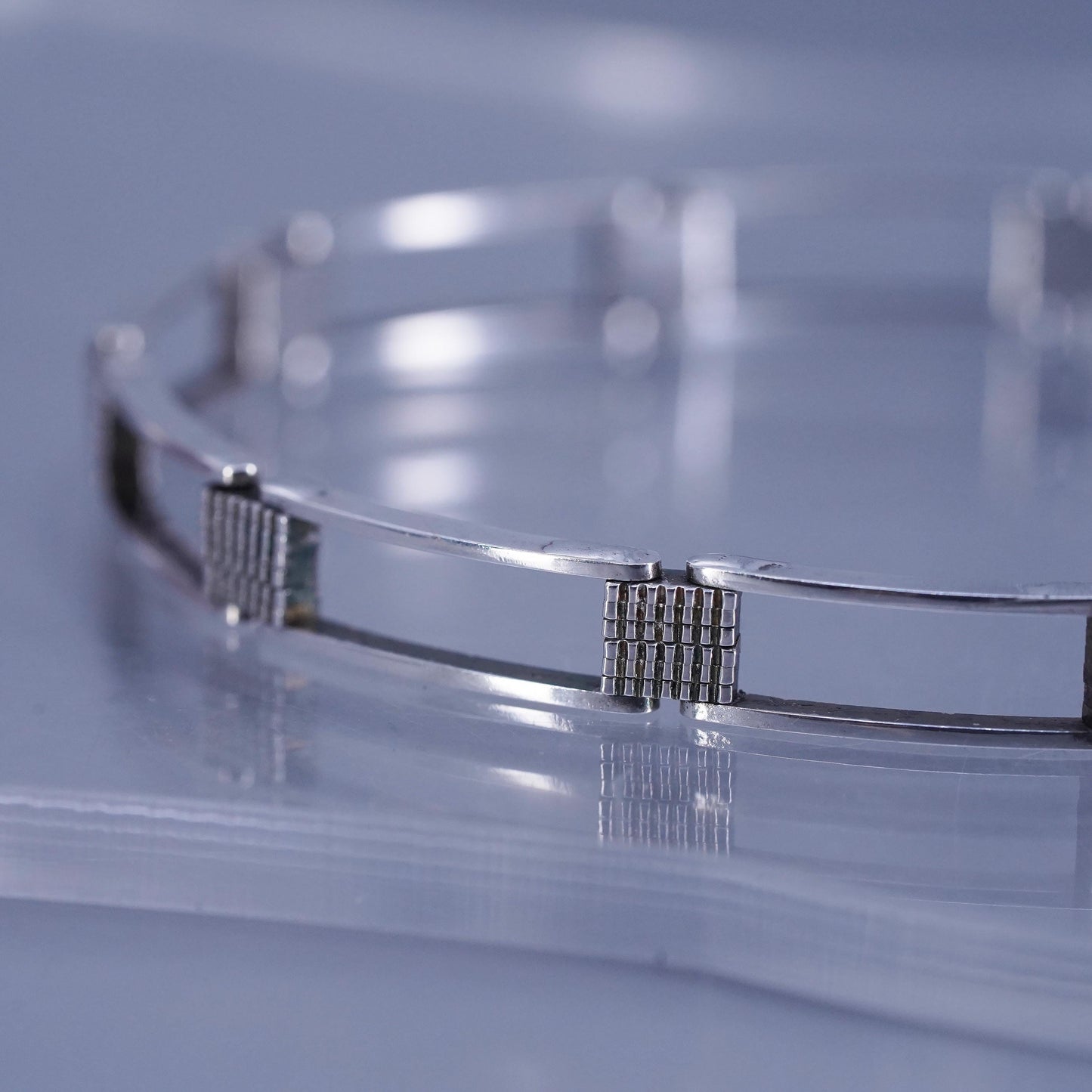 7.75”, Vintage Italy Sterling 925 silver tennis bracelet chain