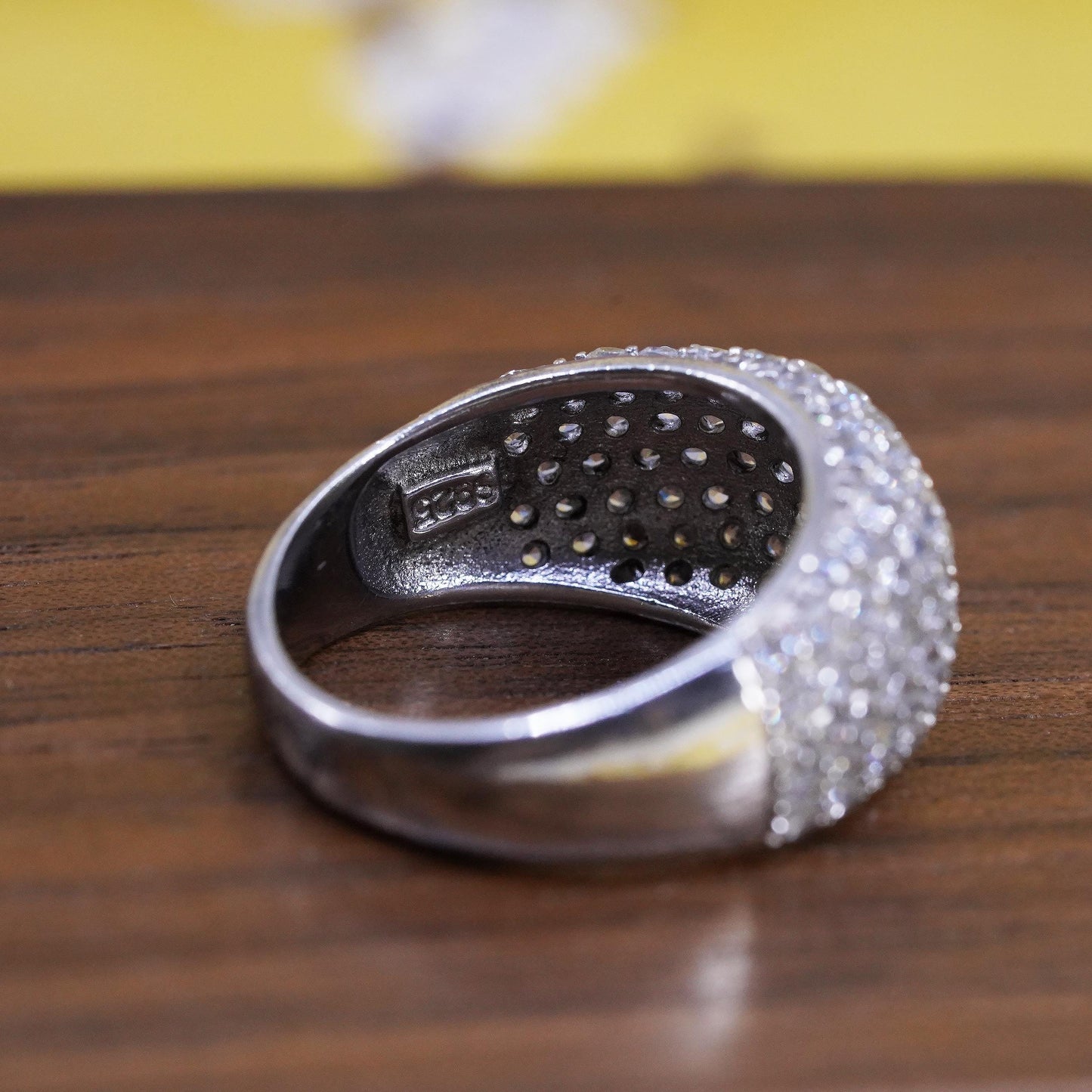 Size 8.25 vintage Sterling silver 925 cluster cz dome ring, statement band