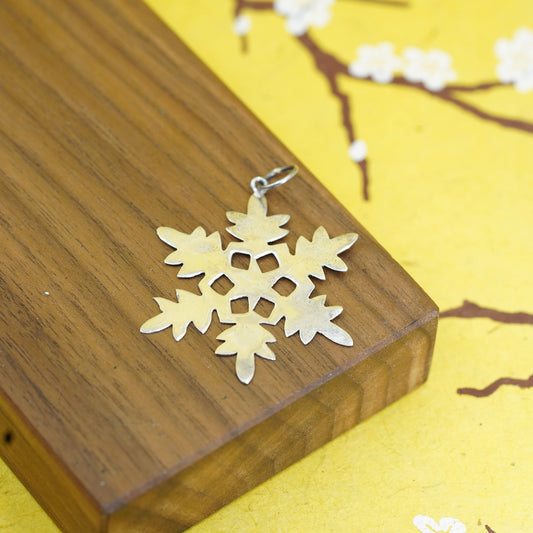 Vintage sterling 925 silver handmade snowflake charm pendant